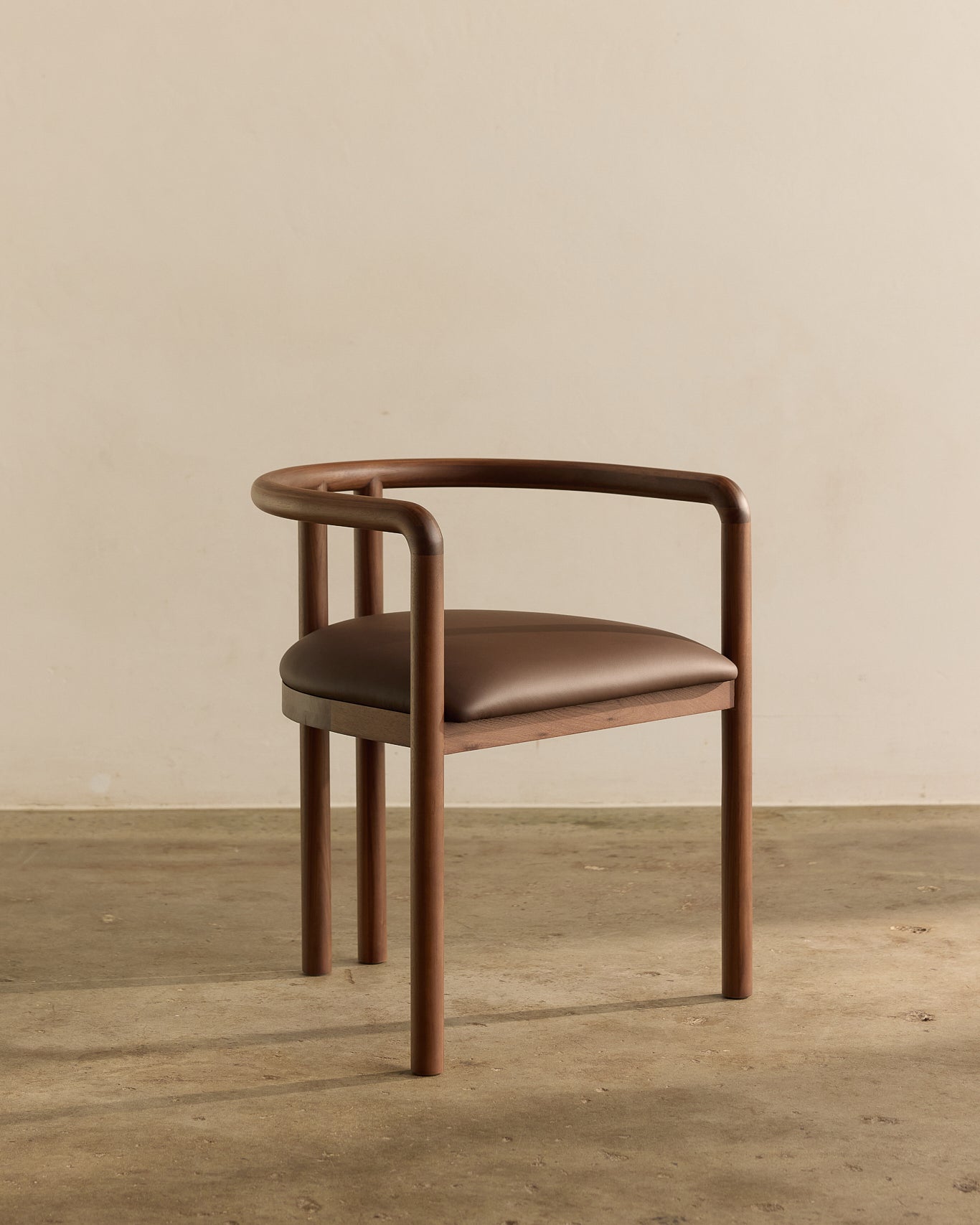 Elio Leather and Walnut Dining Chair Fleur Studios - Main Image