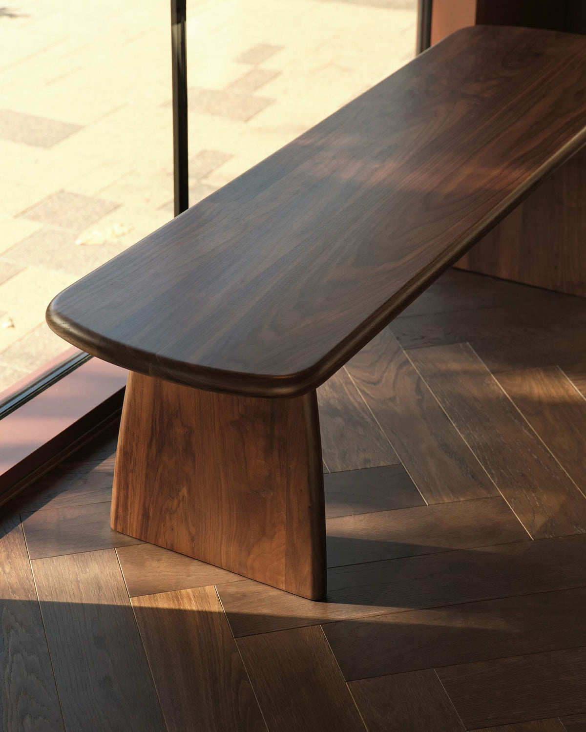 Walnut timber bench seat