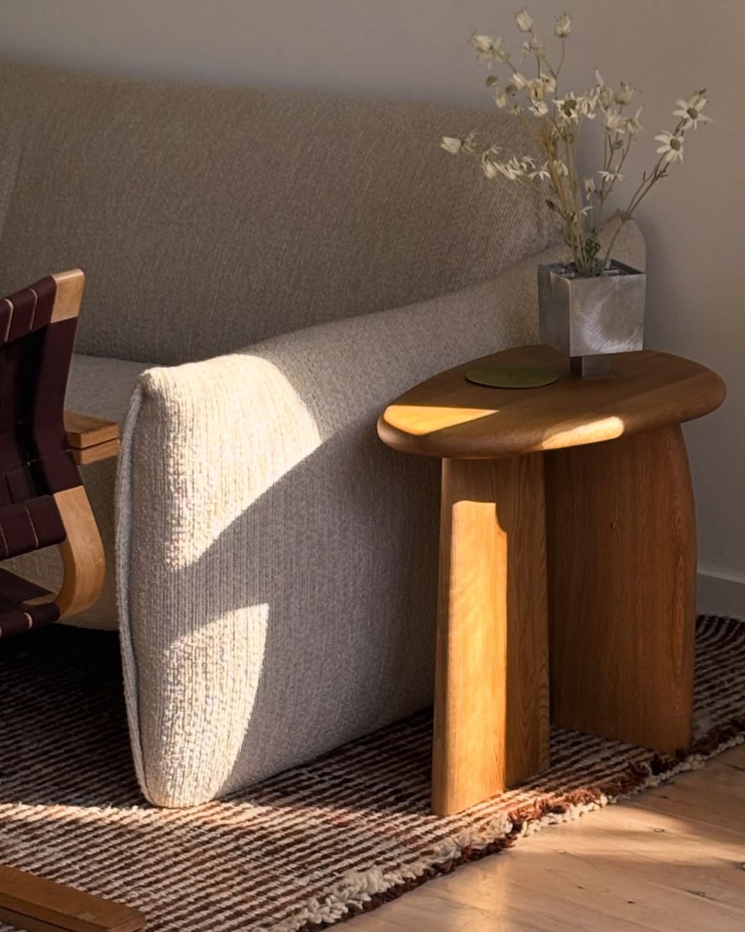 Small oak timber side table