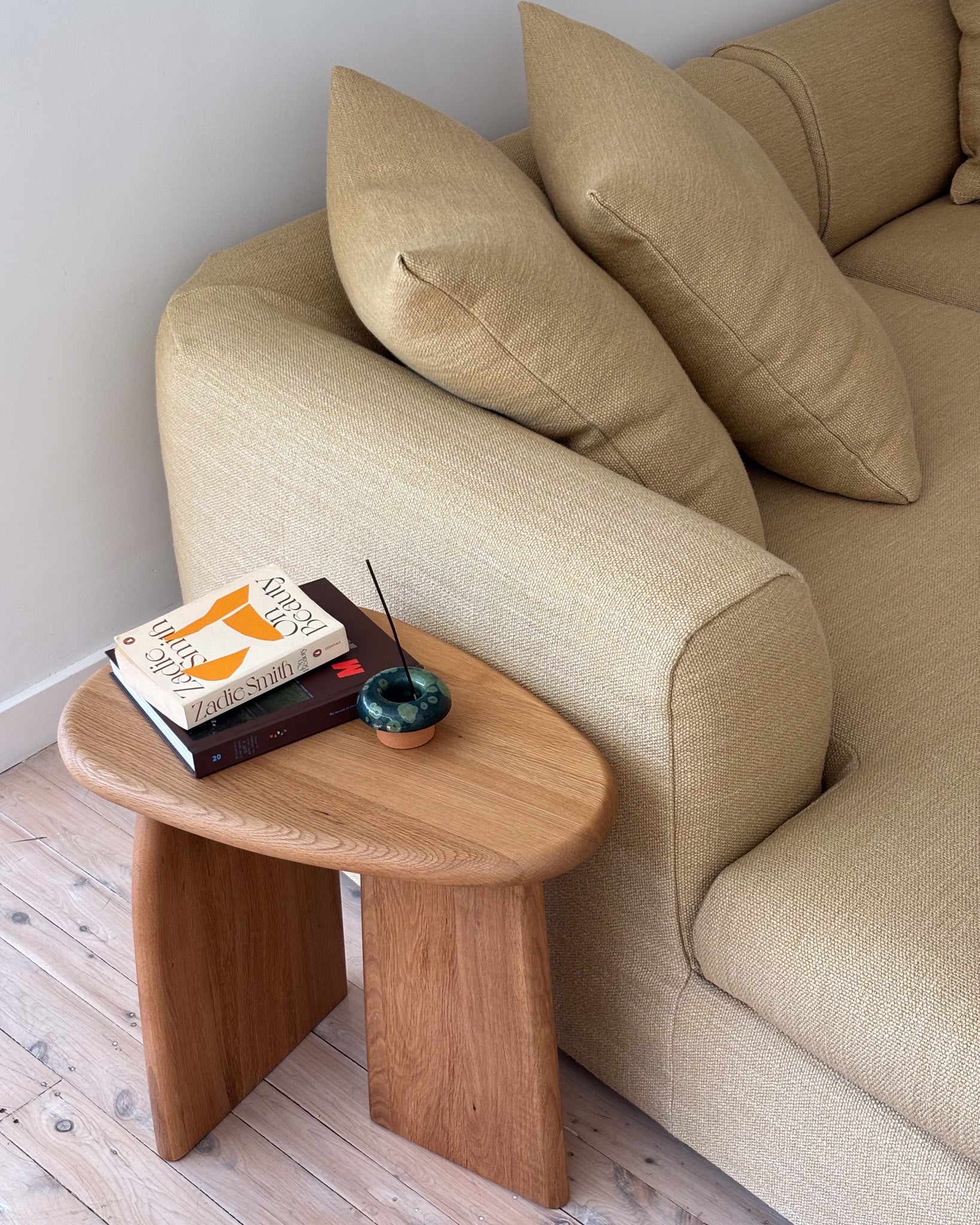 Small oak timber side table