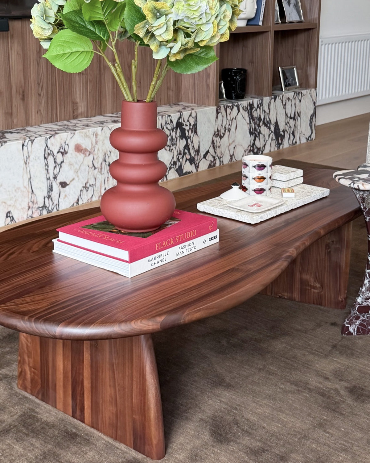 Walnut timber coffee table