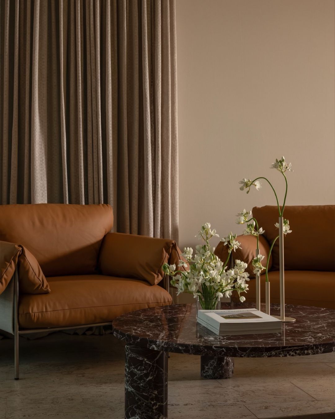 Rosa levanto coffee table styled in a living room
