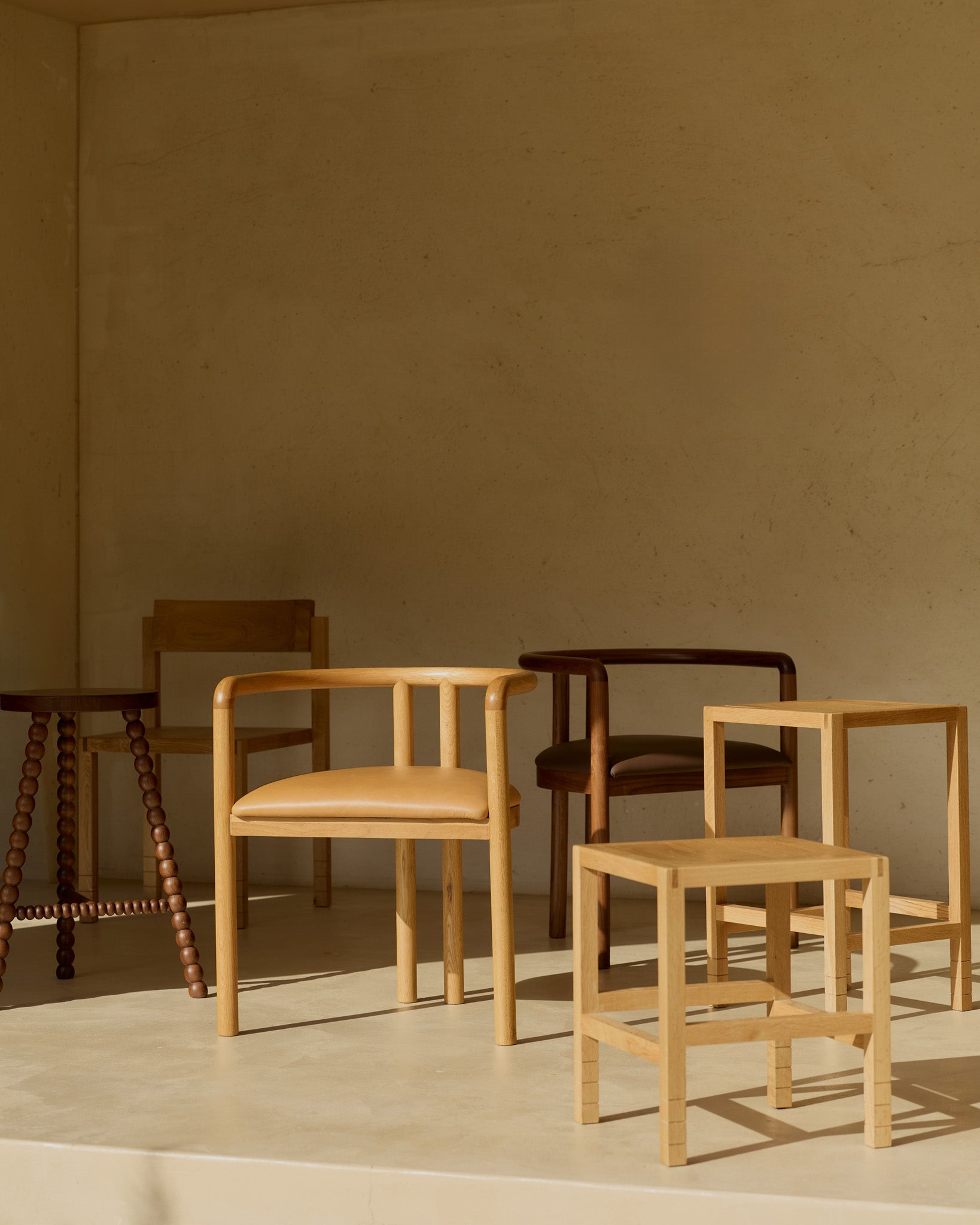 Carlo Oak Small Stool