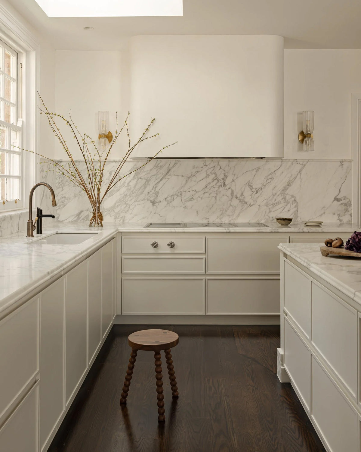 Small wooden stool in a kitchen