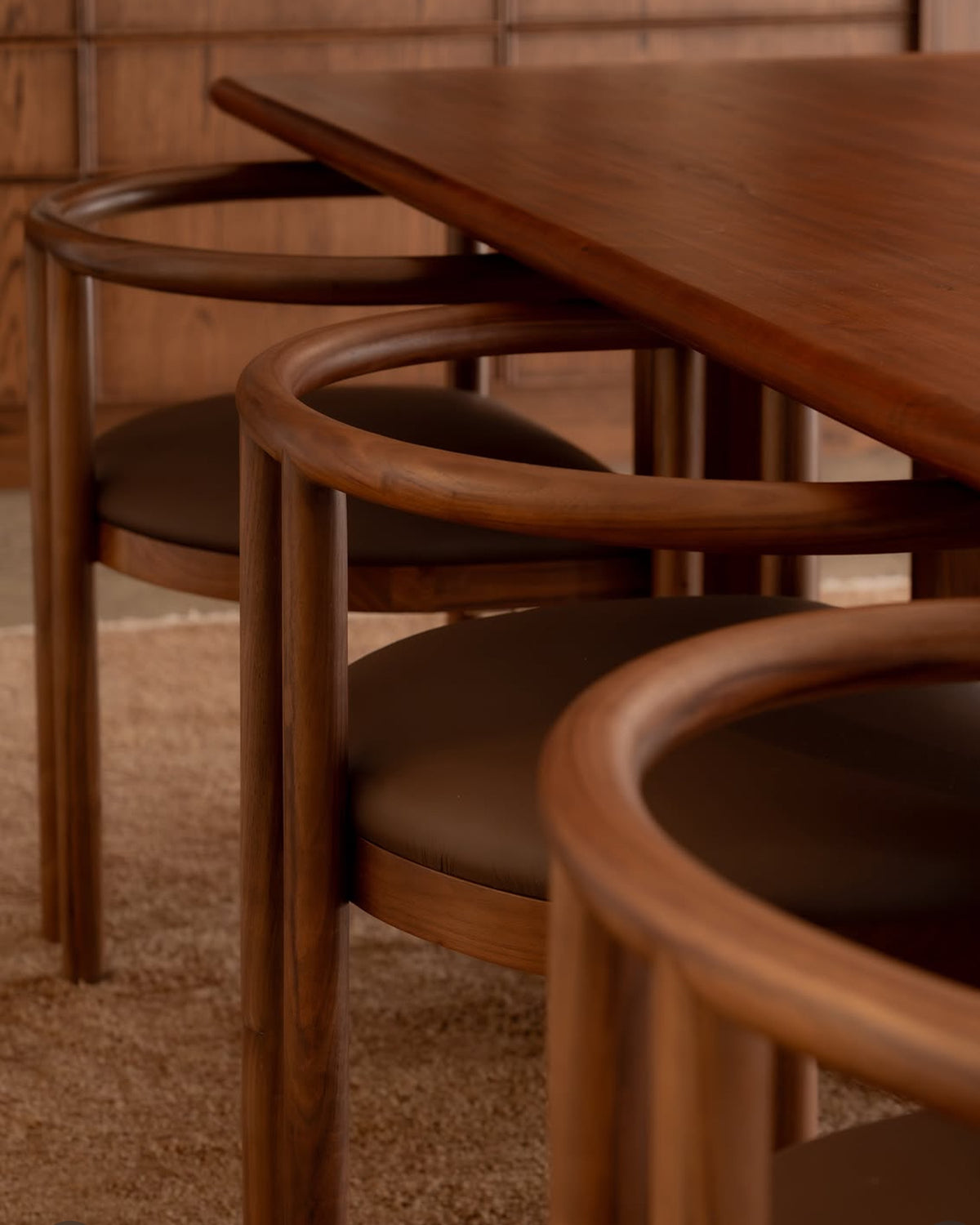 Walnut timber dining chairs