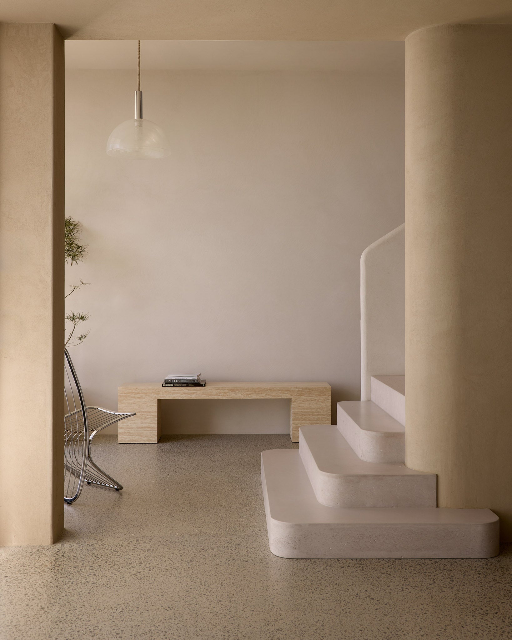 Cookie Abstract Low Console Cream Travertine