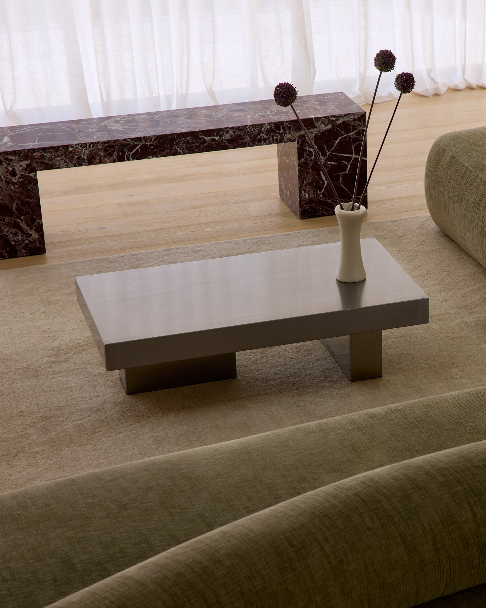 Stainless steel coffee table styled