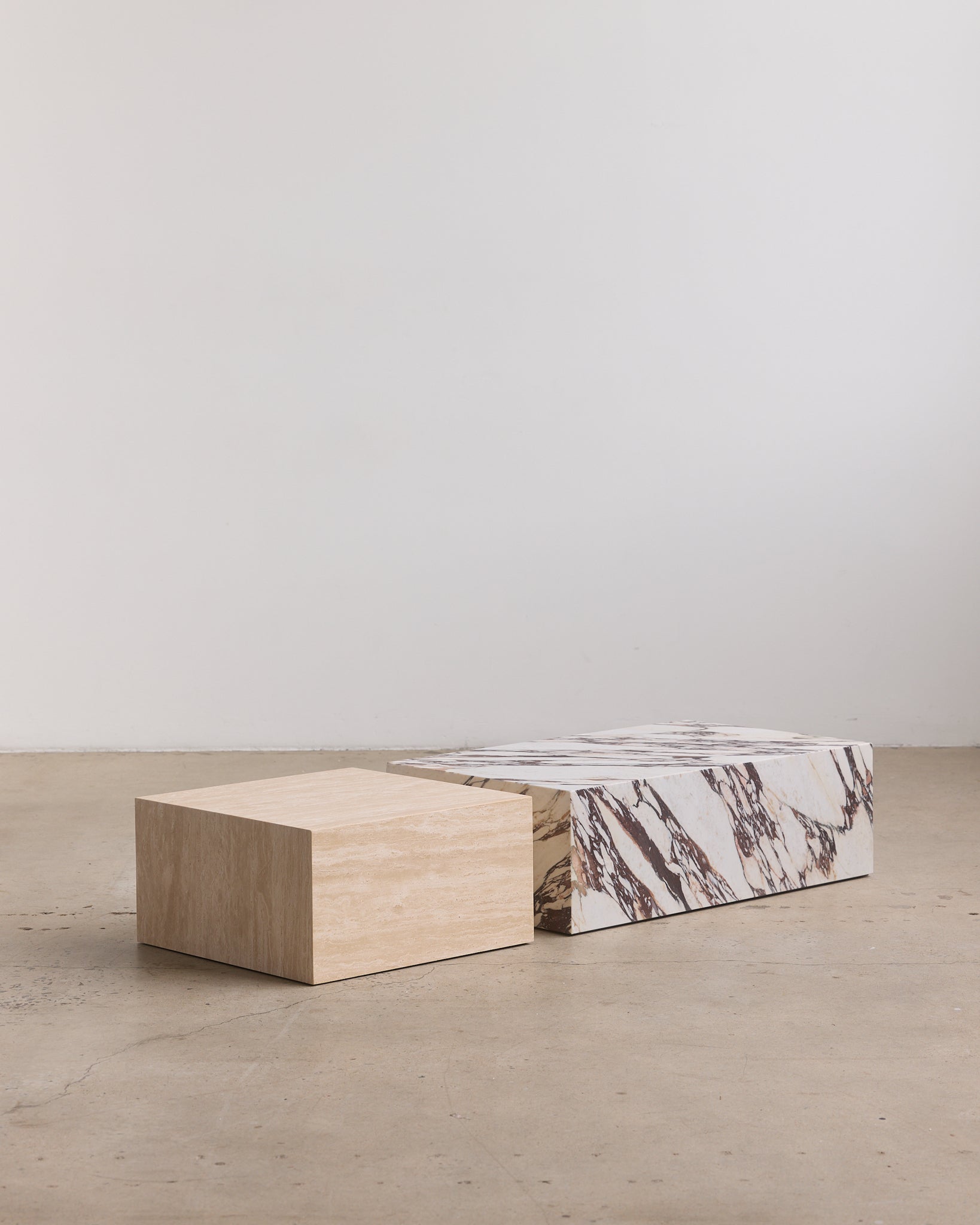 Plinth Small Coffee Table Cream Travertine