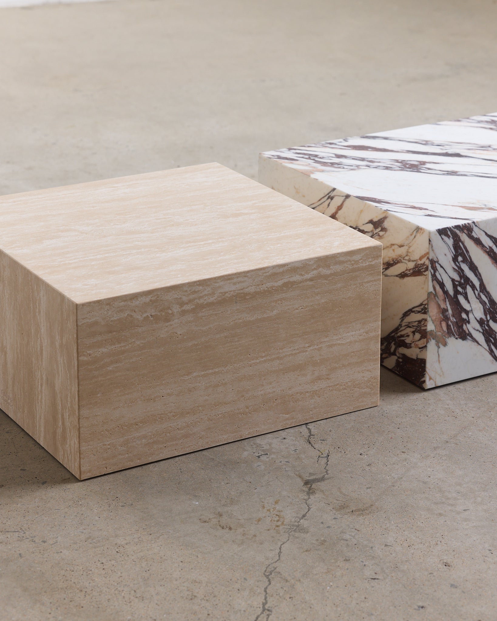 Plinth Small Coffee Table Cream Travertine