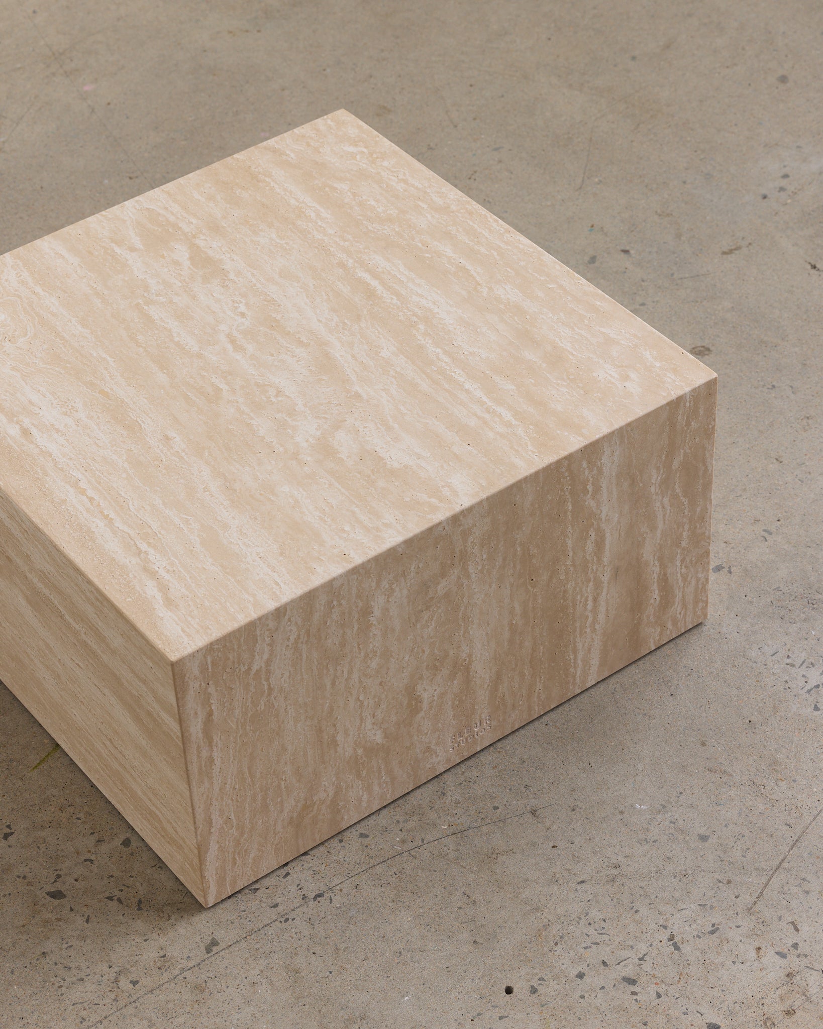 Plinth Small Coffee Table Cream Travertine