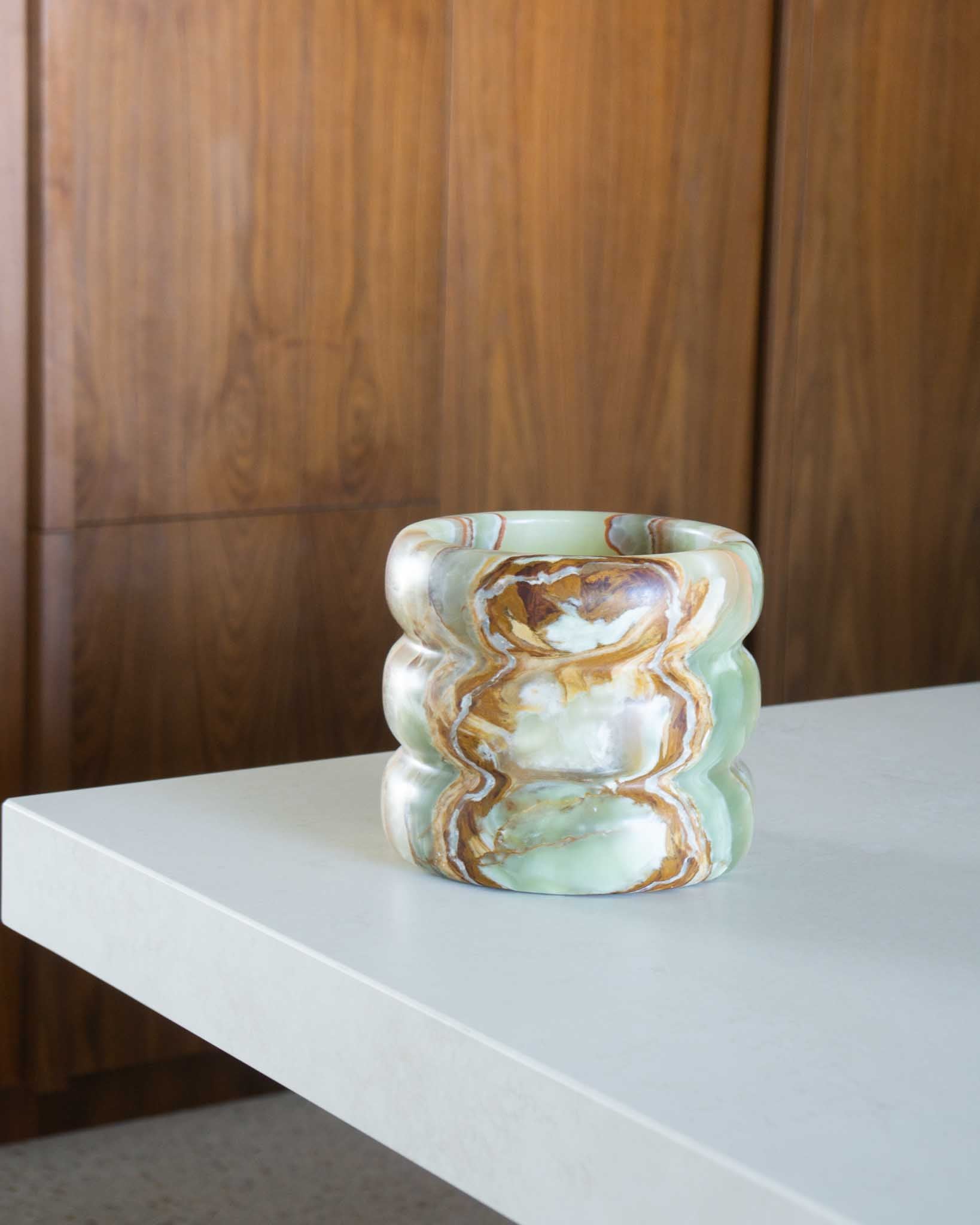 Marble Vase / Champagne Cooler – Green Onyx | Fleur Studios