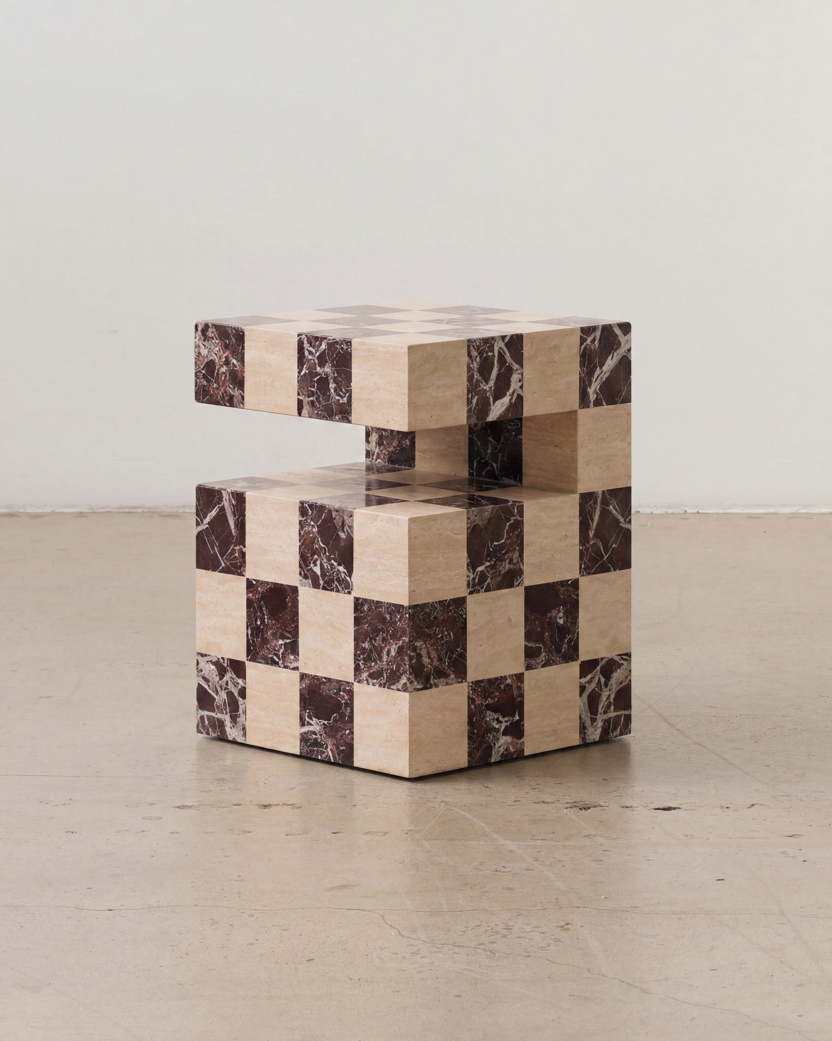 Marble checkered bedside table