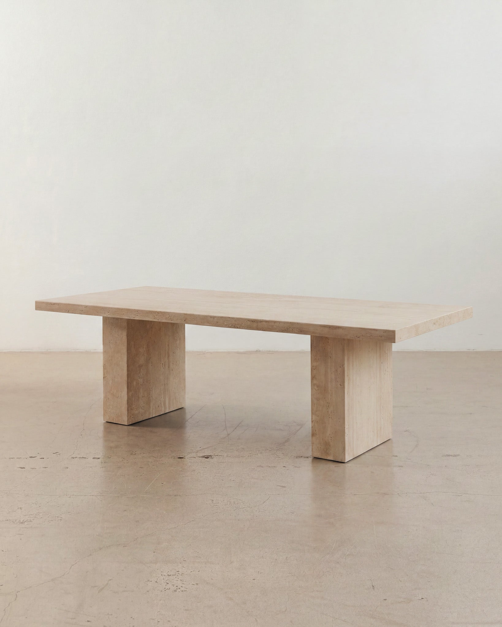 Cream travertine dining table