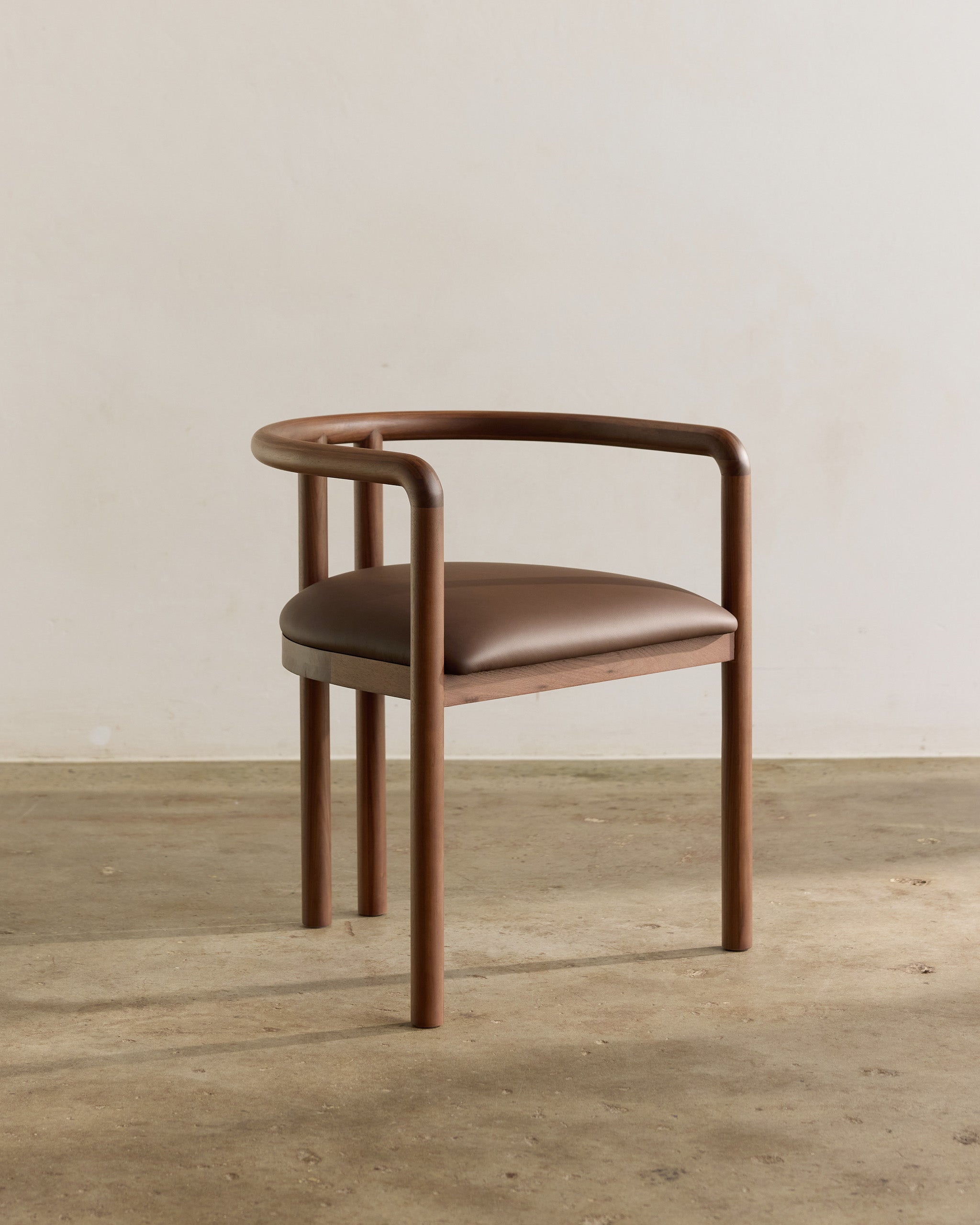 Walnut timber dining chair.