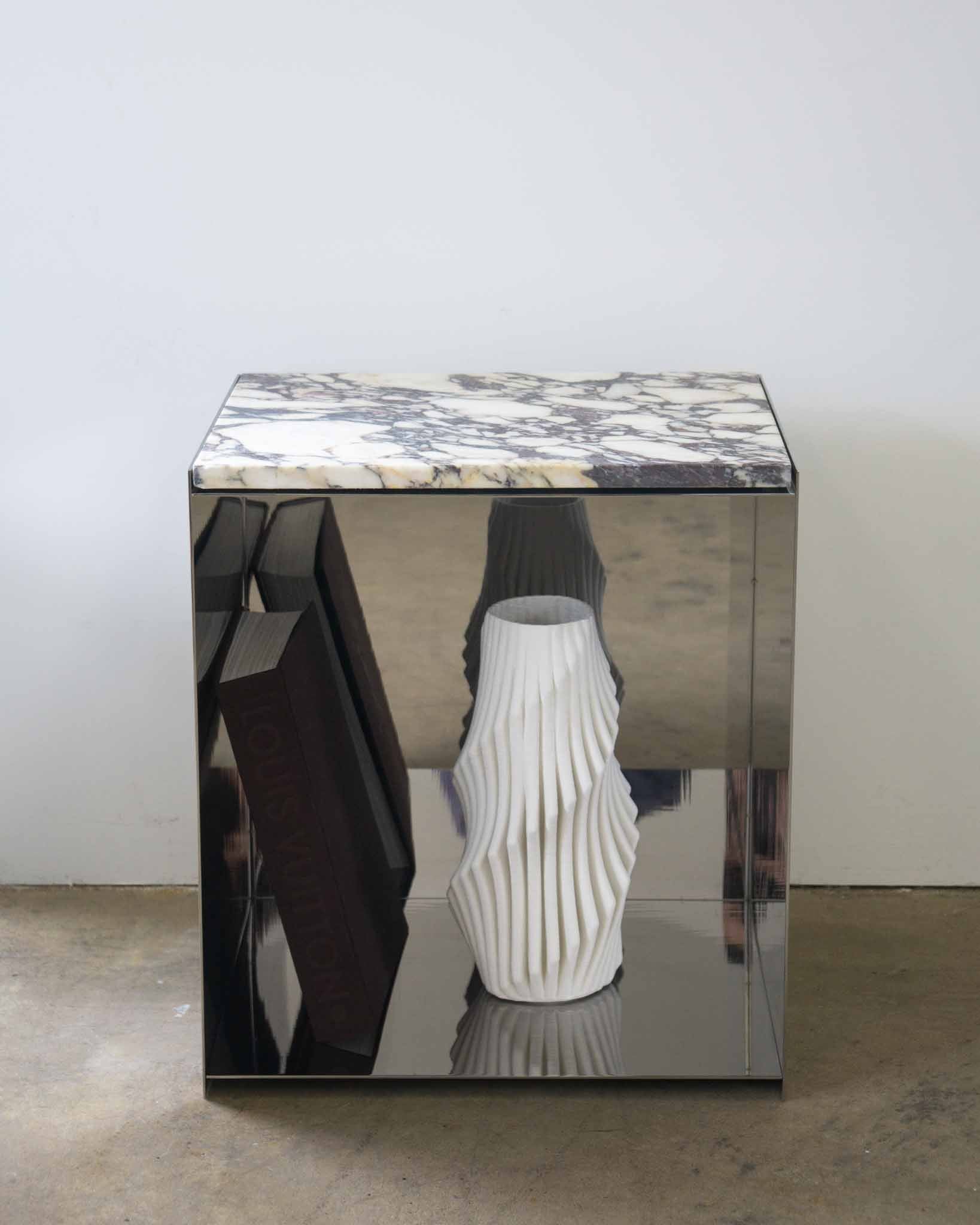 Chrome Marble Modern Side Table – Milano | Fleur Studios