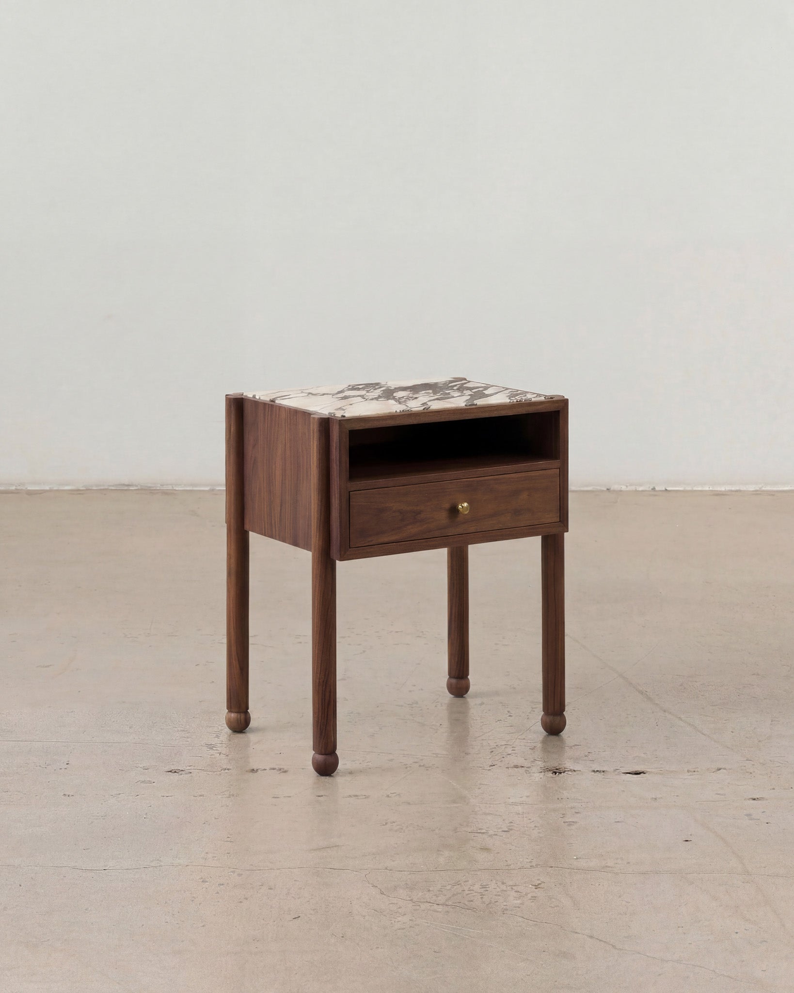 Naomi Walnut Nighstand - Calacatta Viola Marble | Fleur Studios