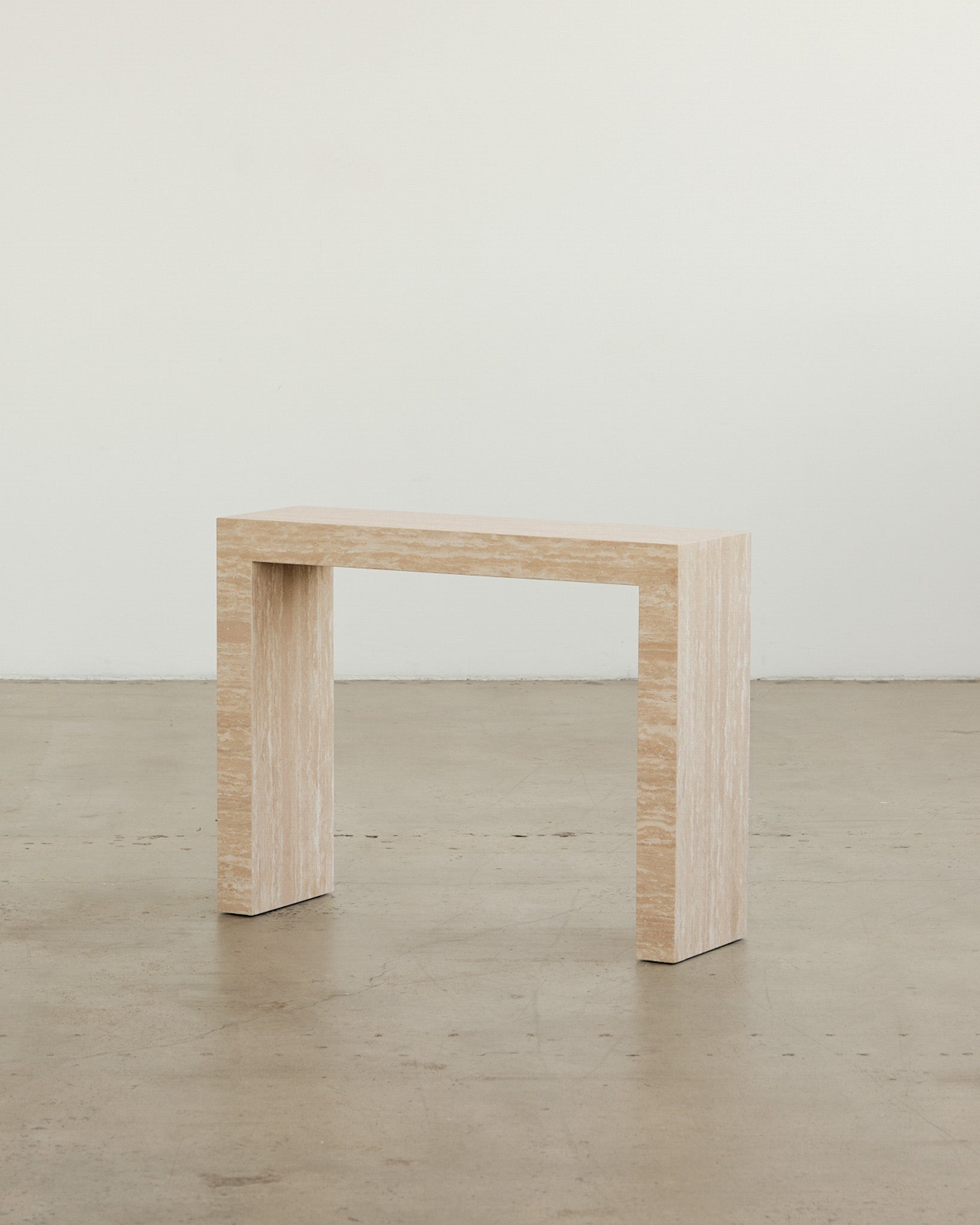 Petite Palm Cream Travertine Console Table