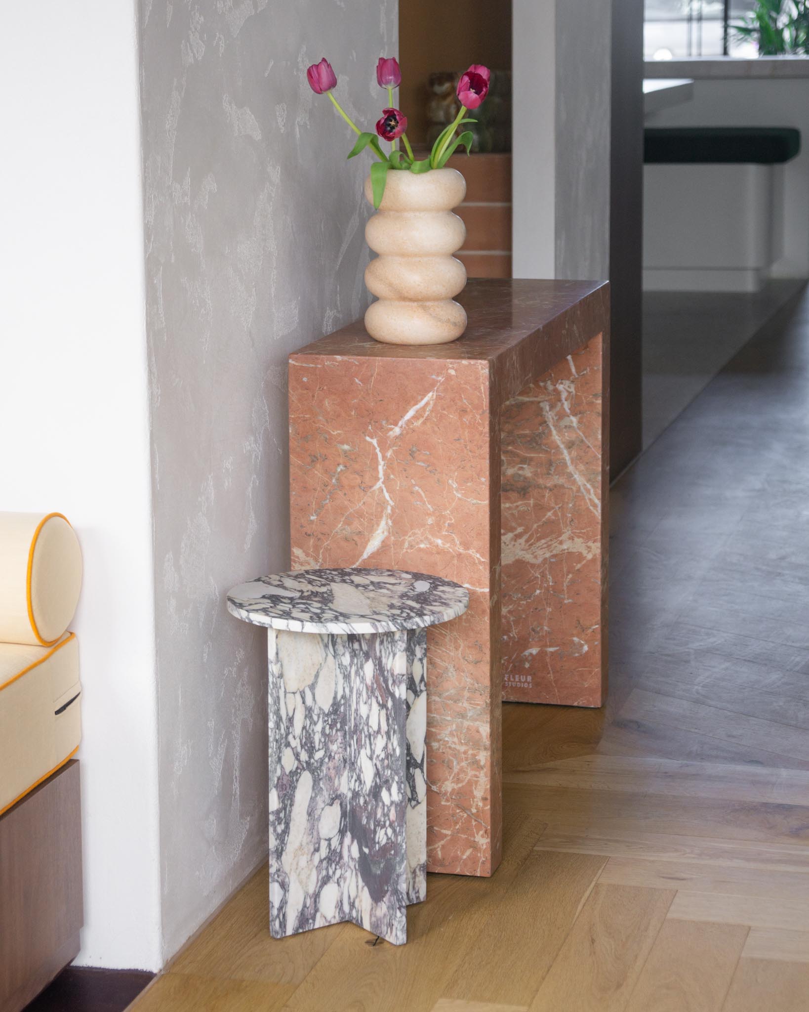 Marble Rectangle Console Table – Rosso Francia | Fleur Studios