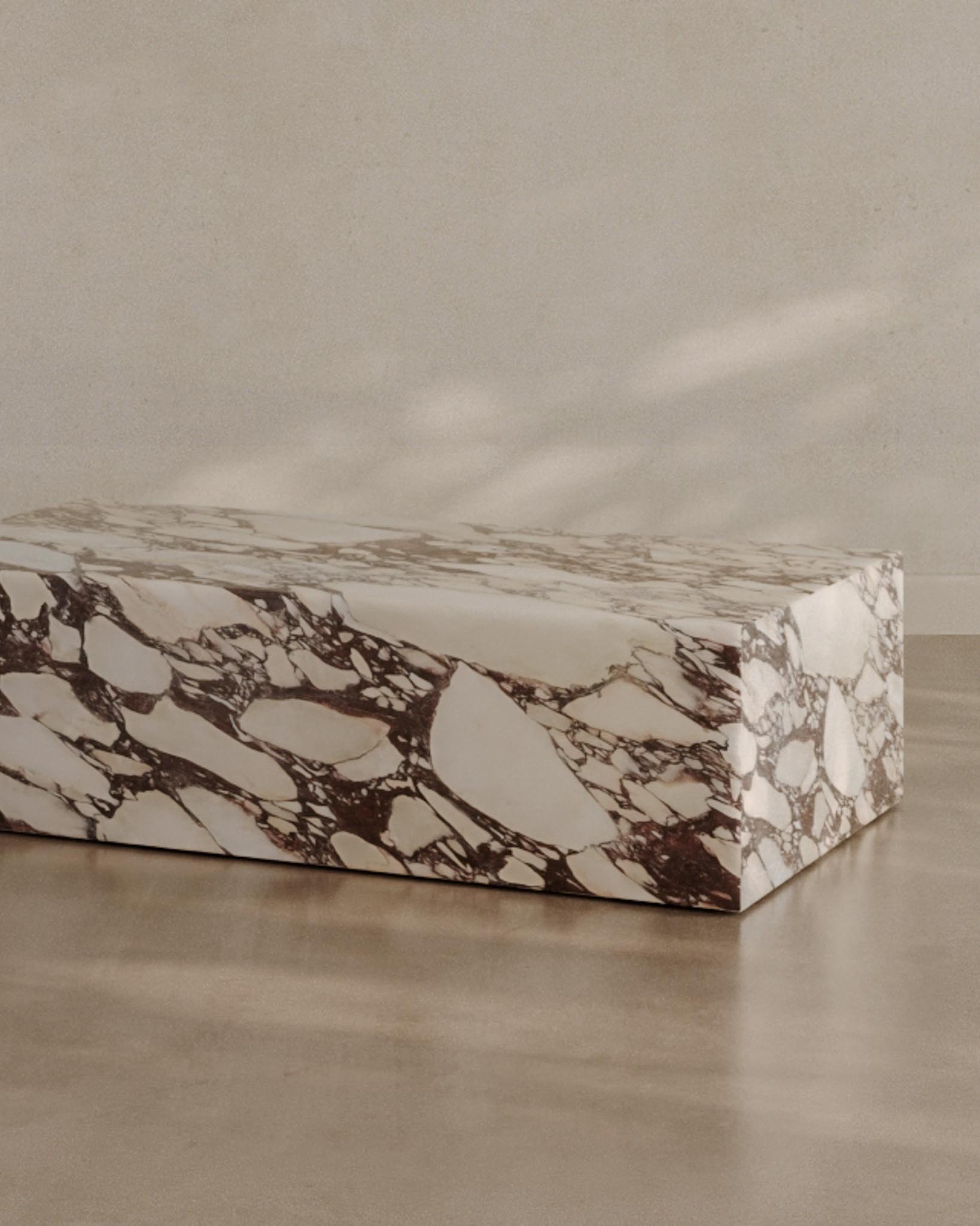 Large Plinth Coffee Table Calacatta Viola - Fleur Studios