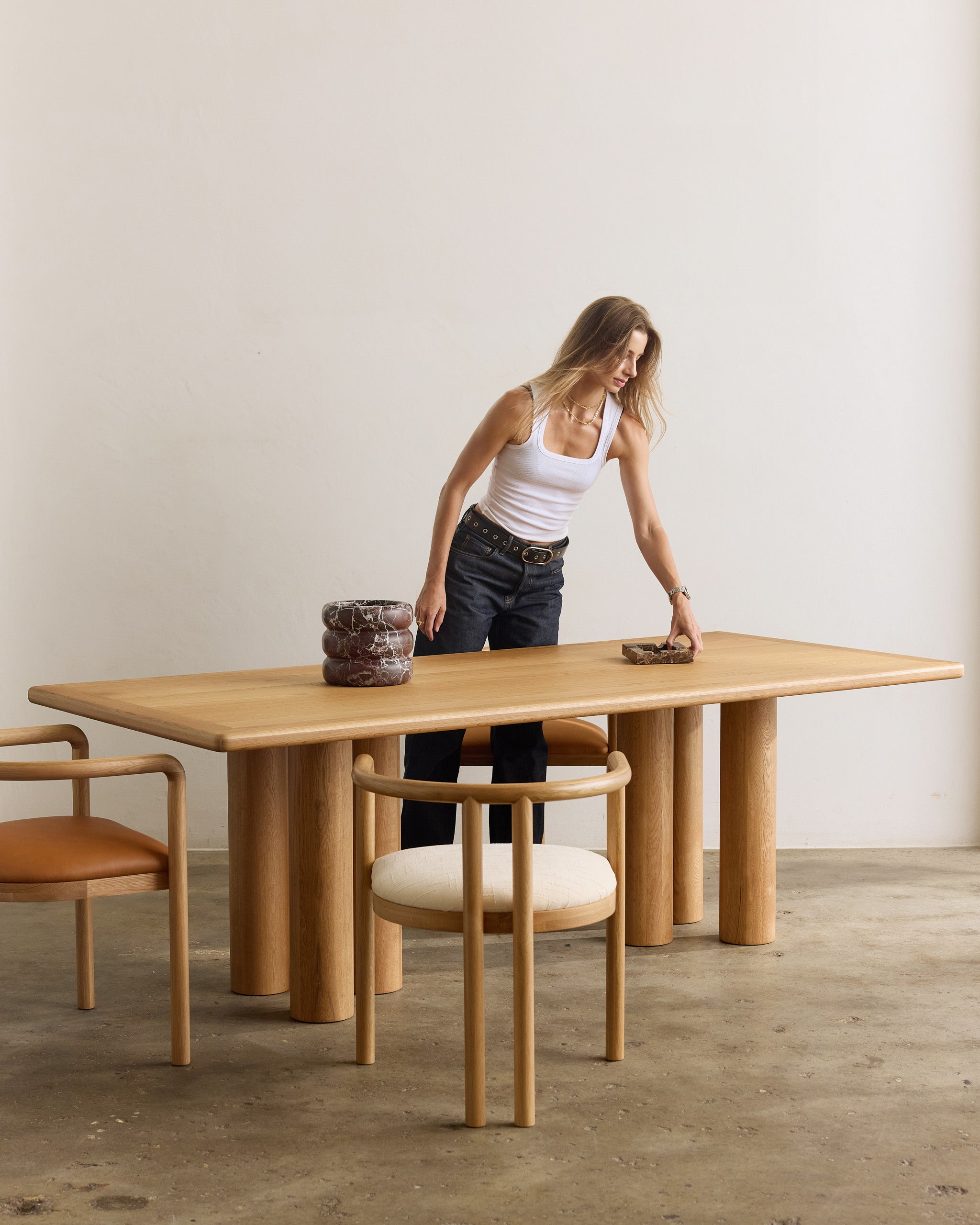 Rectangle oak timber dining table