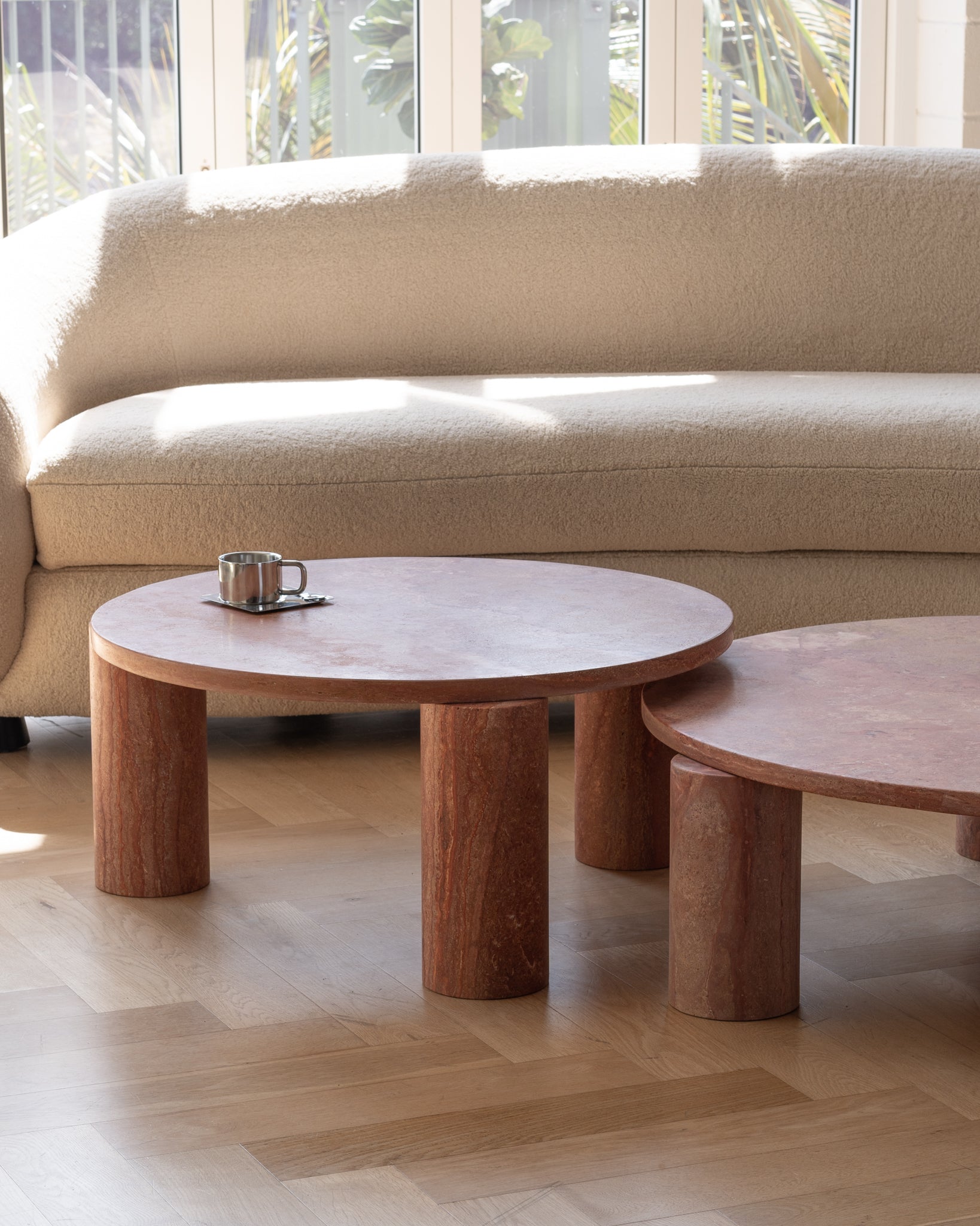 Small Bombola Round Red Travertine