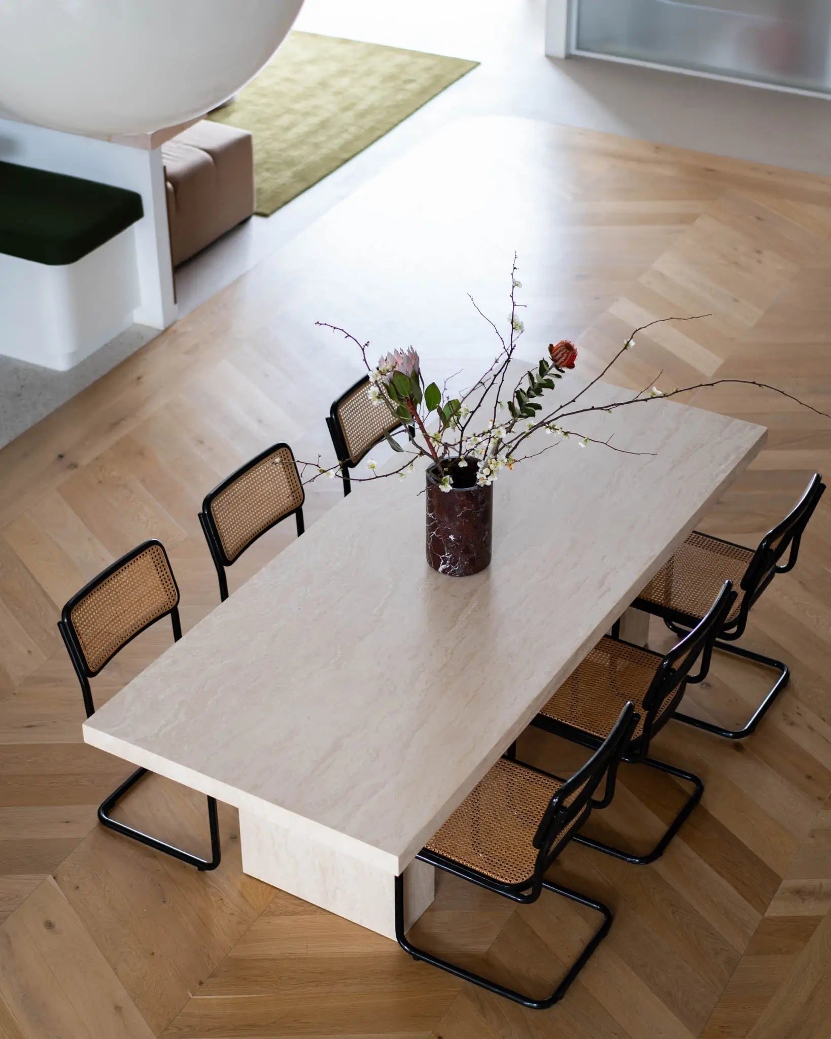 Classic Cream Travertine Dining Table 240