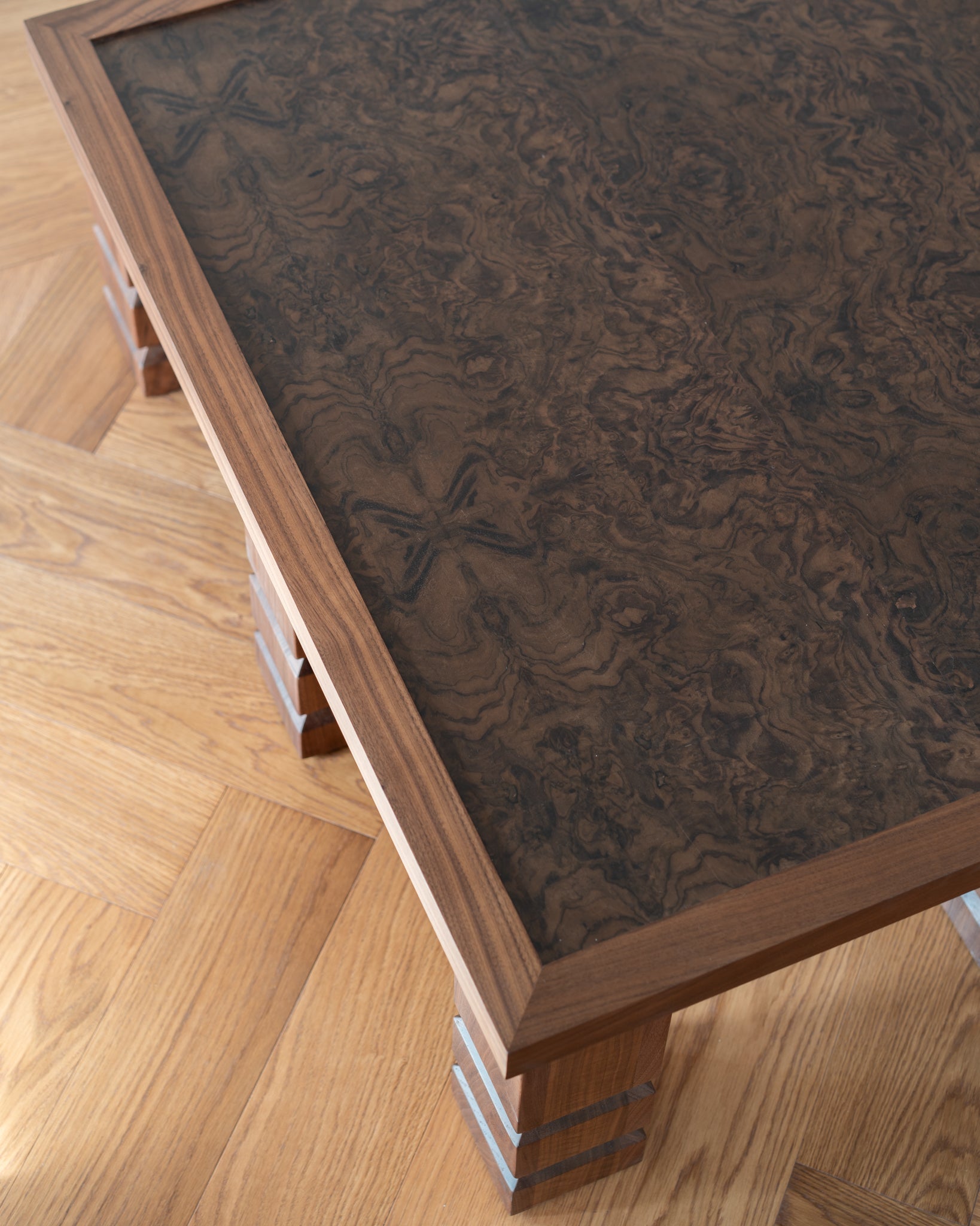 Maya Walnut Burl Square Coffee Table 90