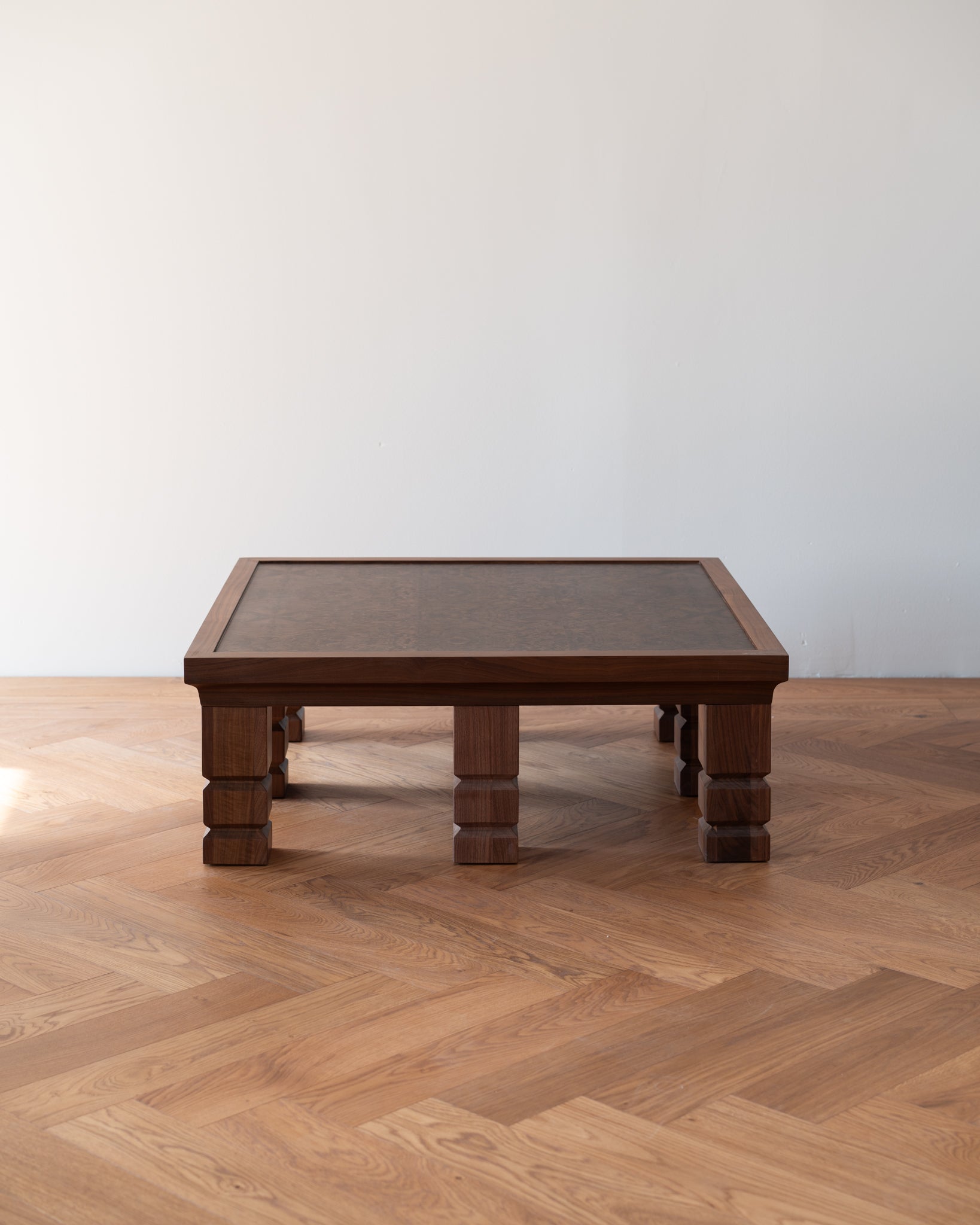 Maya Walnut Burl Square Coffee Table 90