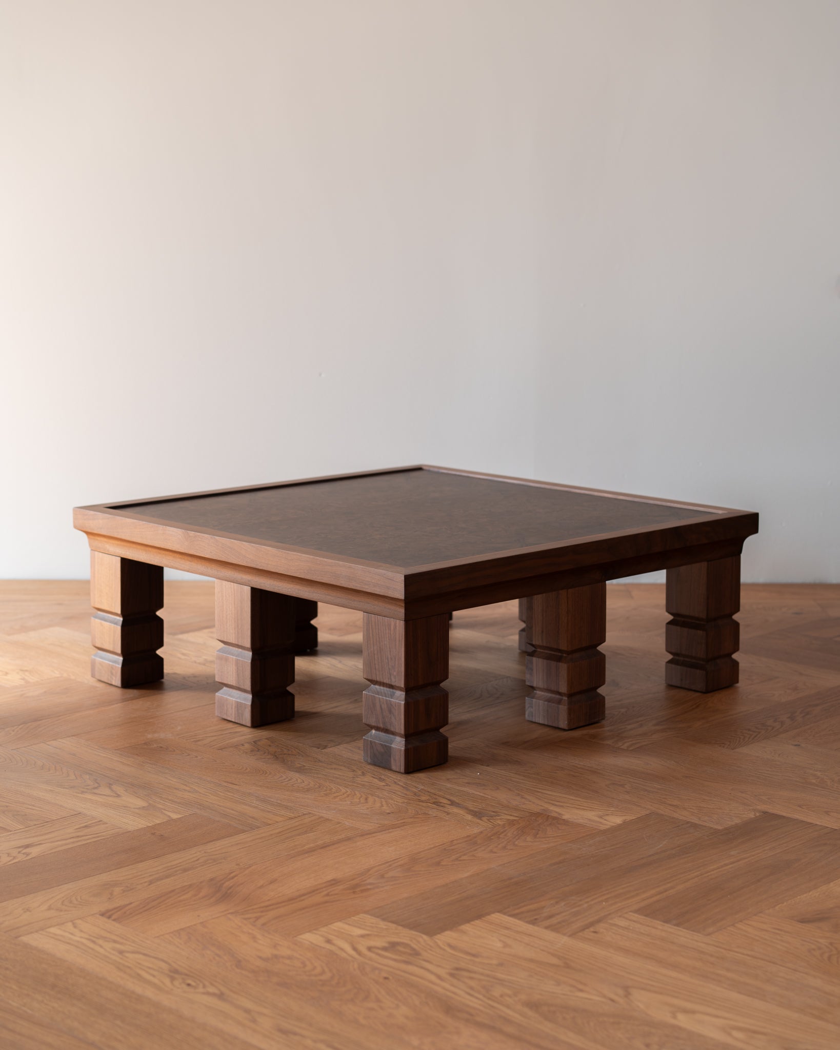 Maya Walnut Burl Square Coffee Table 90