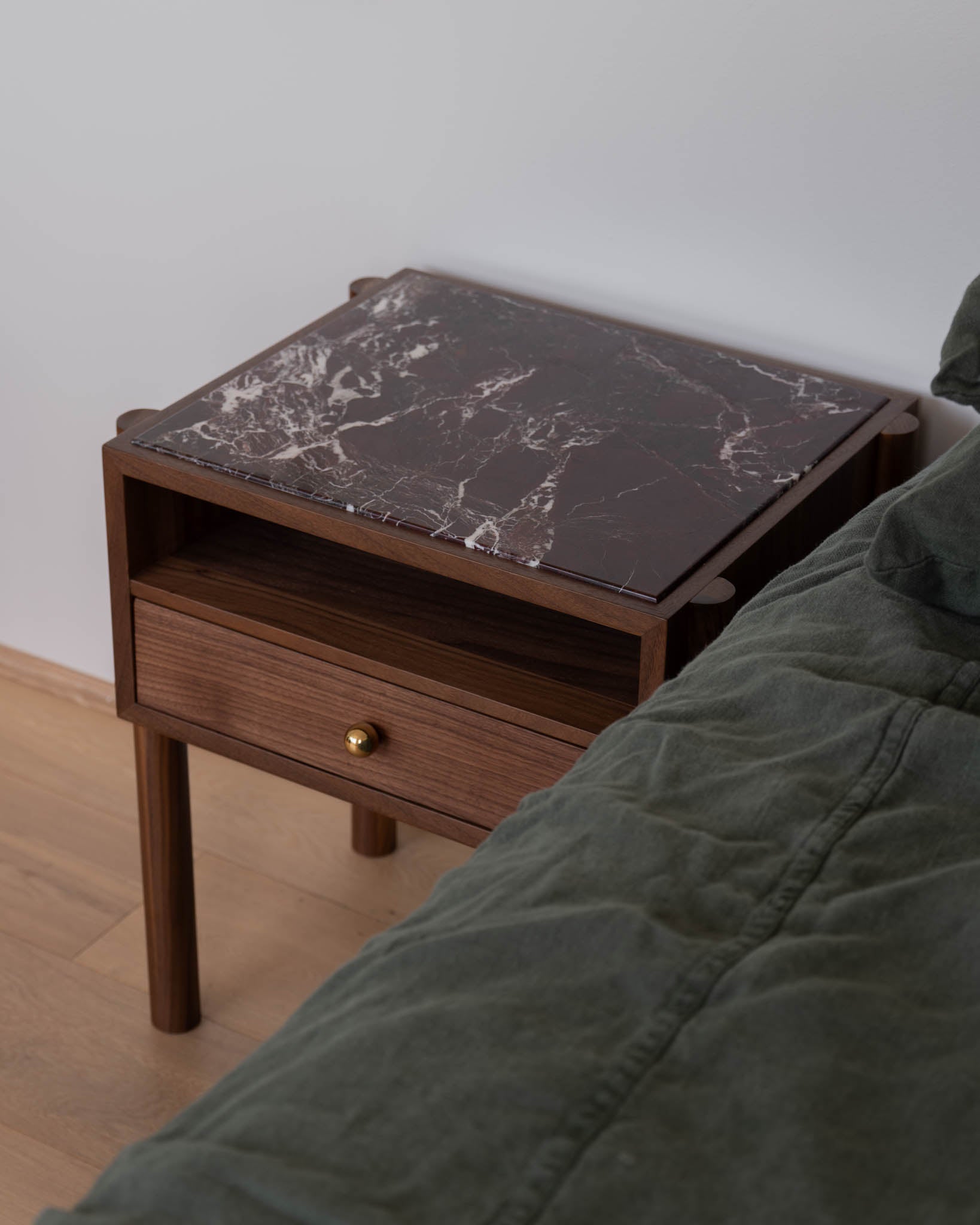 Naomi Walnut Rosa Bedside Table Side Table