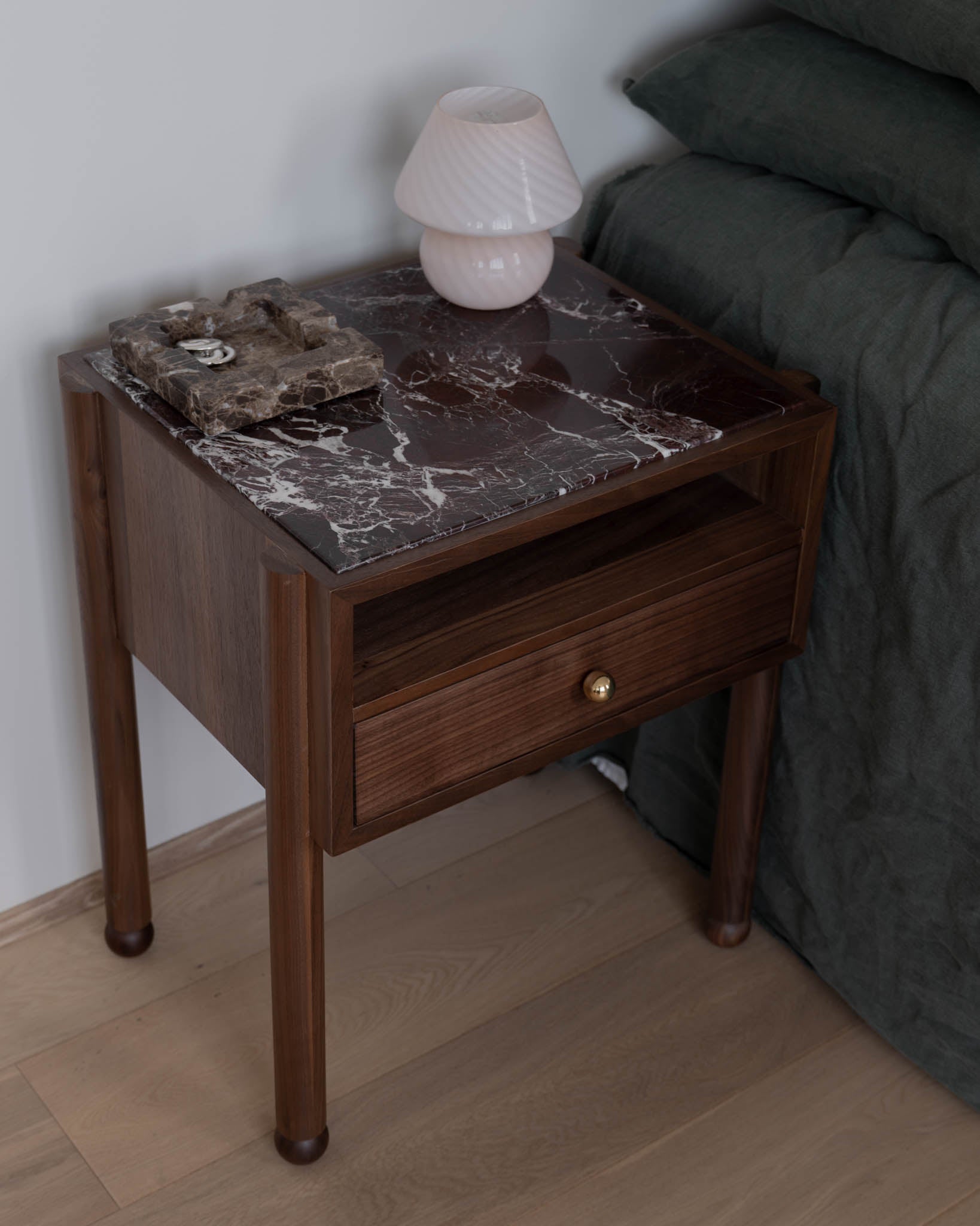 Naomi Walnut Rosa Bedside Table Side Table