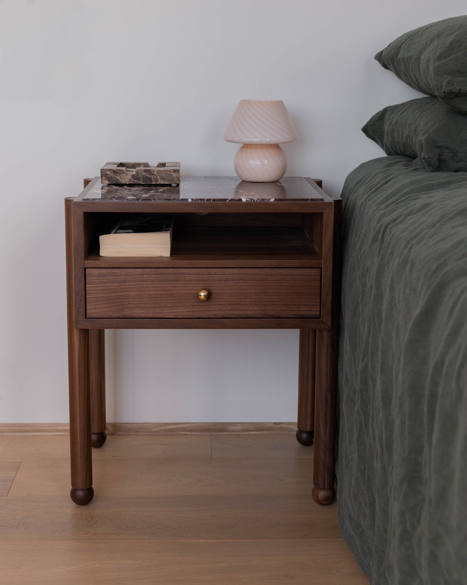Naomi Walnut Rosa Bedside