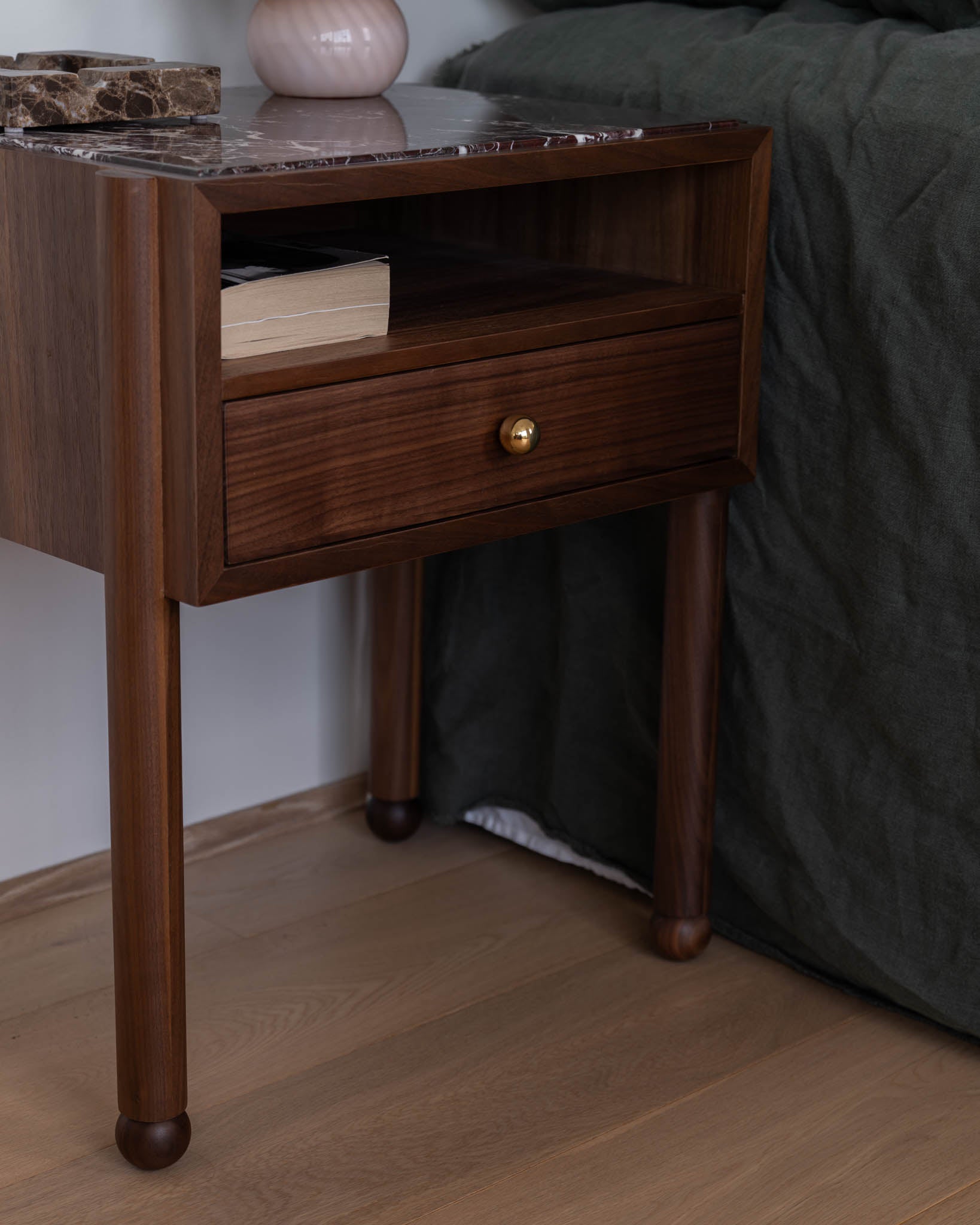 Naomi Walnut Rosa Bedside