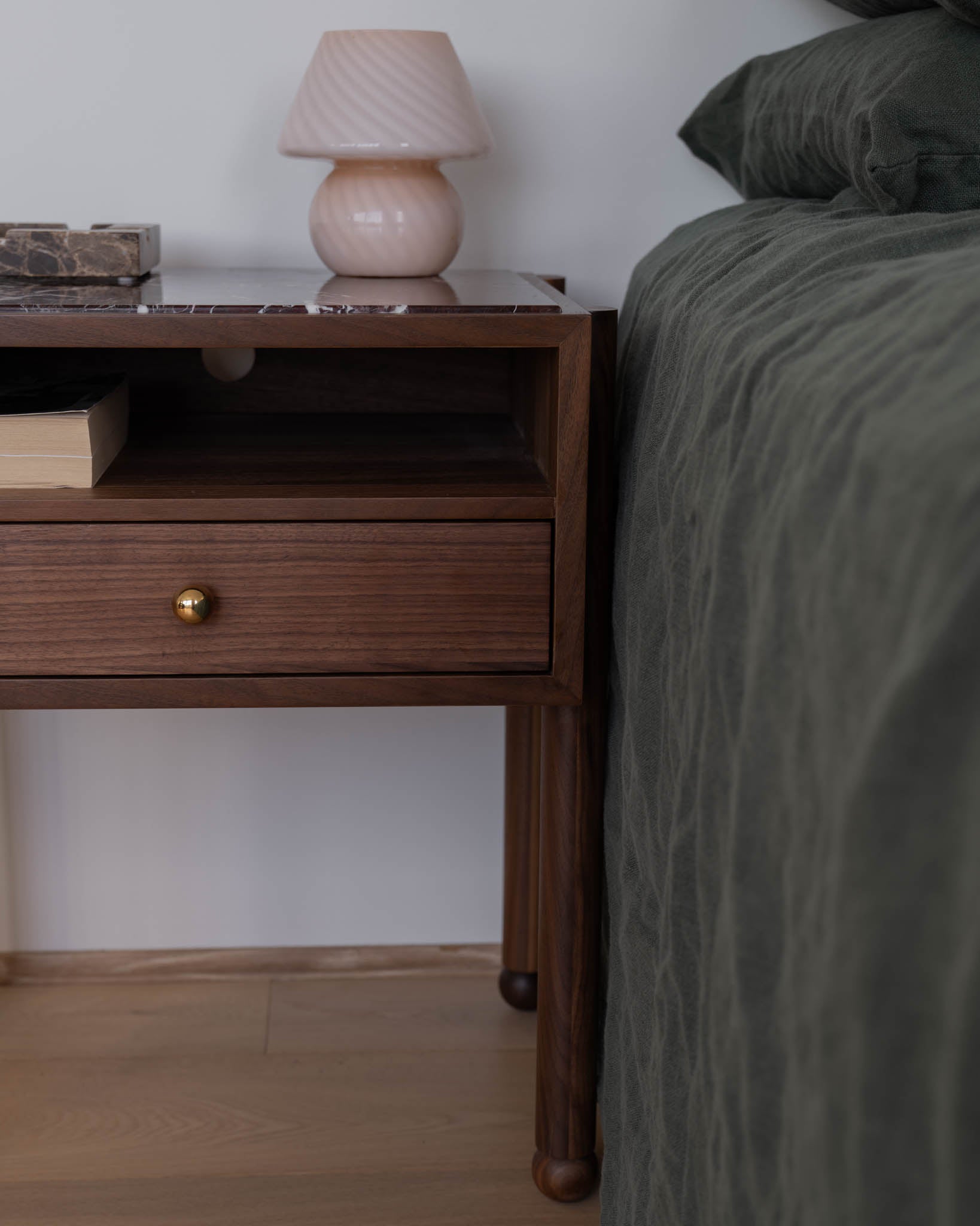 Naomi Walnut Rosa Bedside