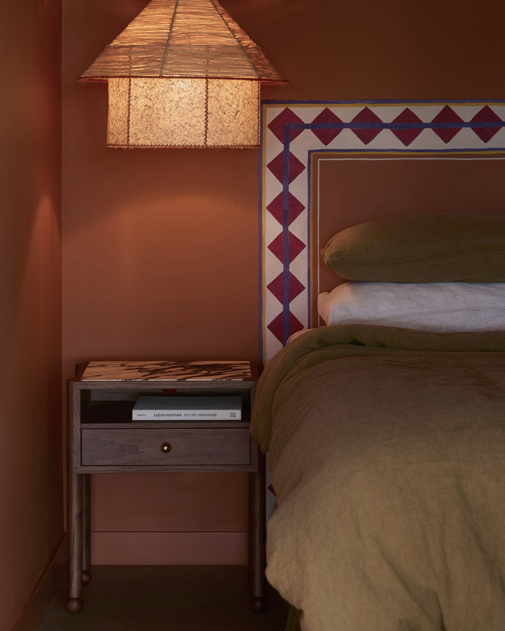 Walnut wood bedside table