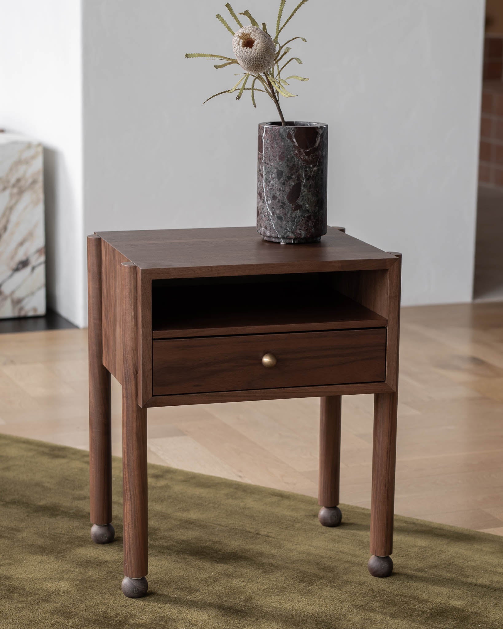 Naomi Walnut Bedside - Fleur Studios