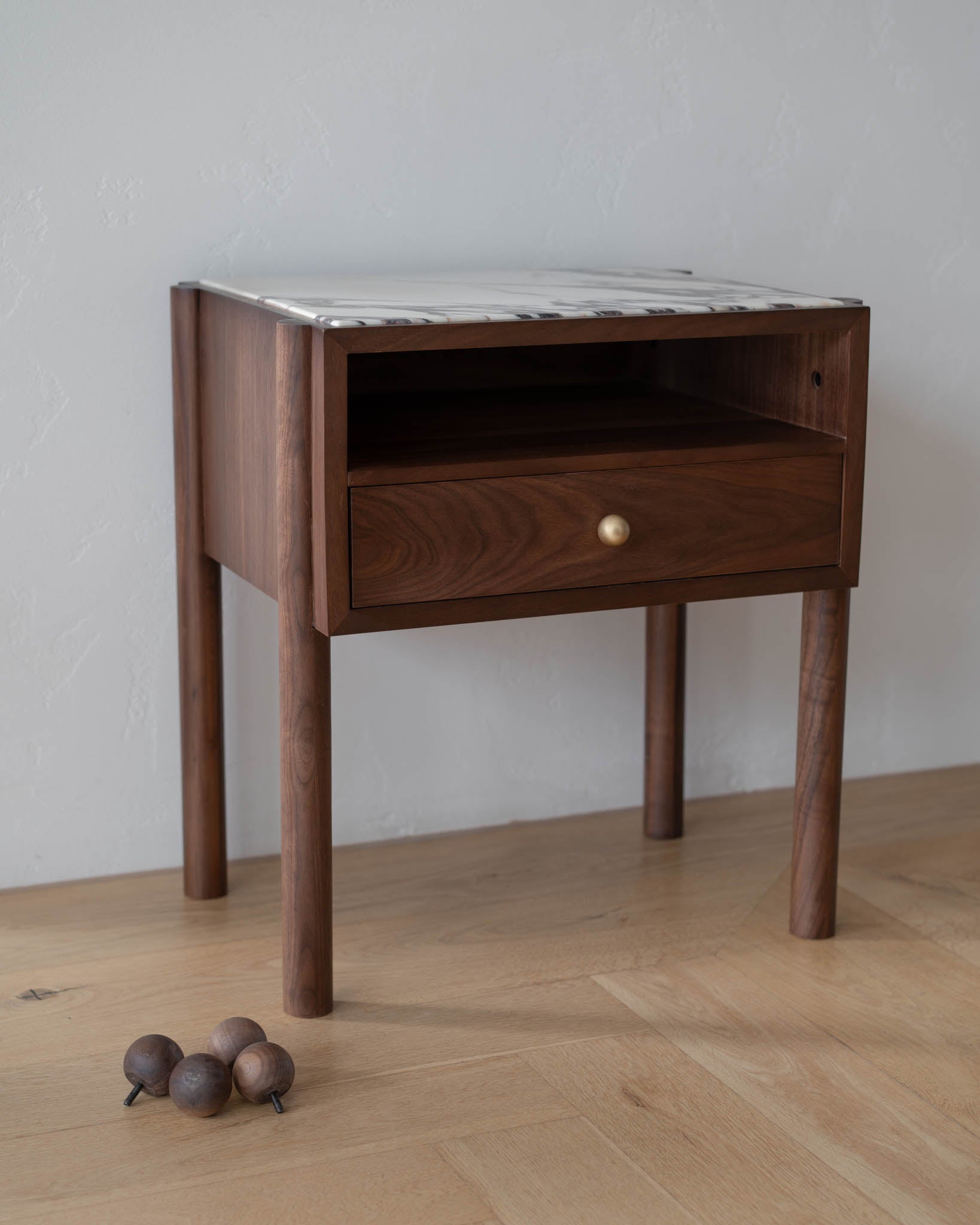 Naomi Walnut Viola Bedside - Fleur Studios