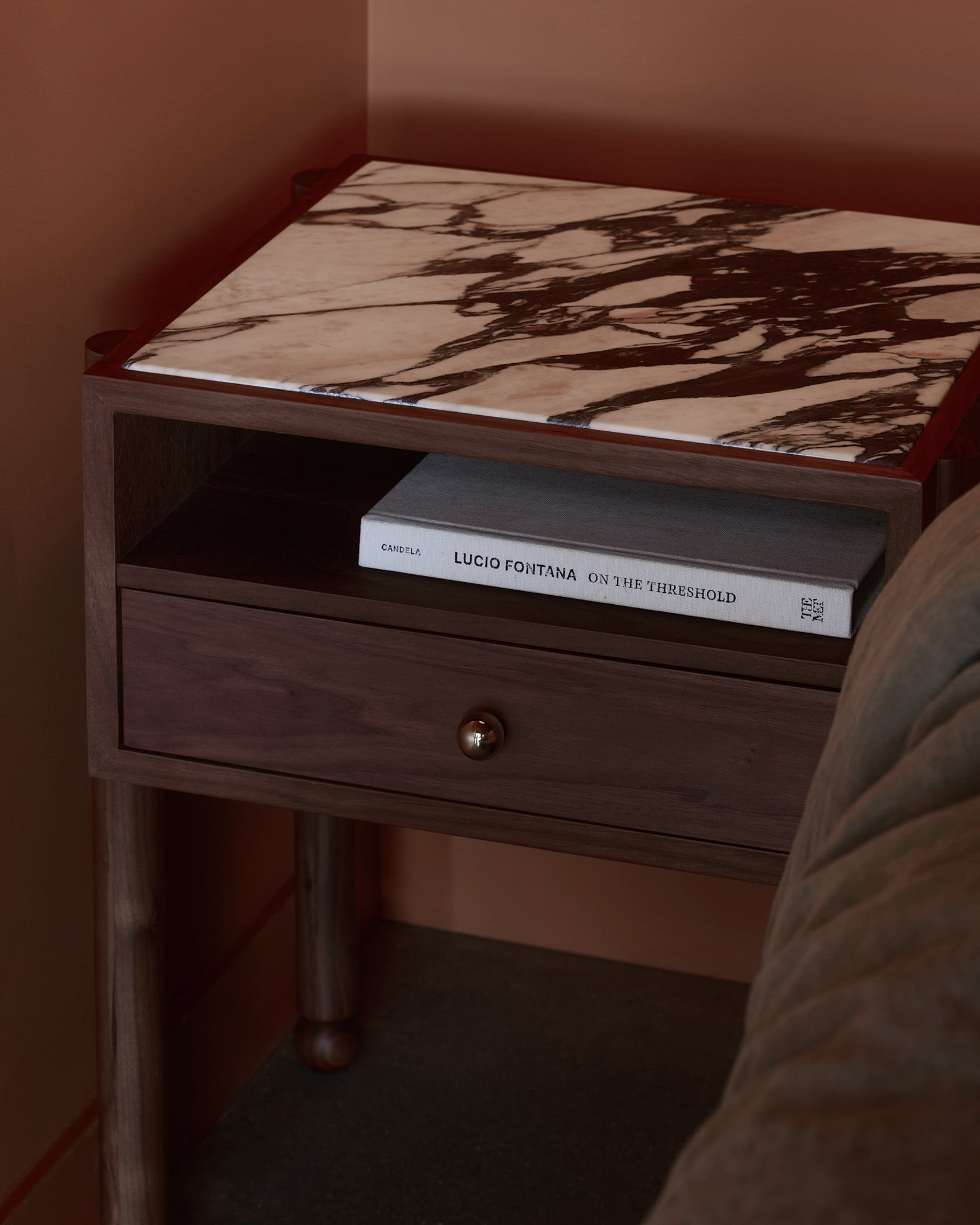 Naomi Walnut Viola Bedside Table Side Table