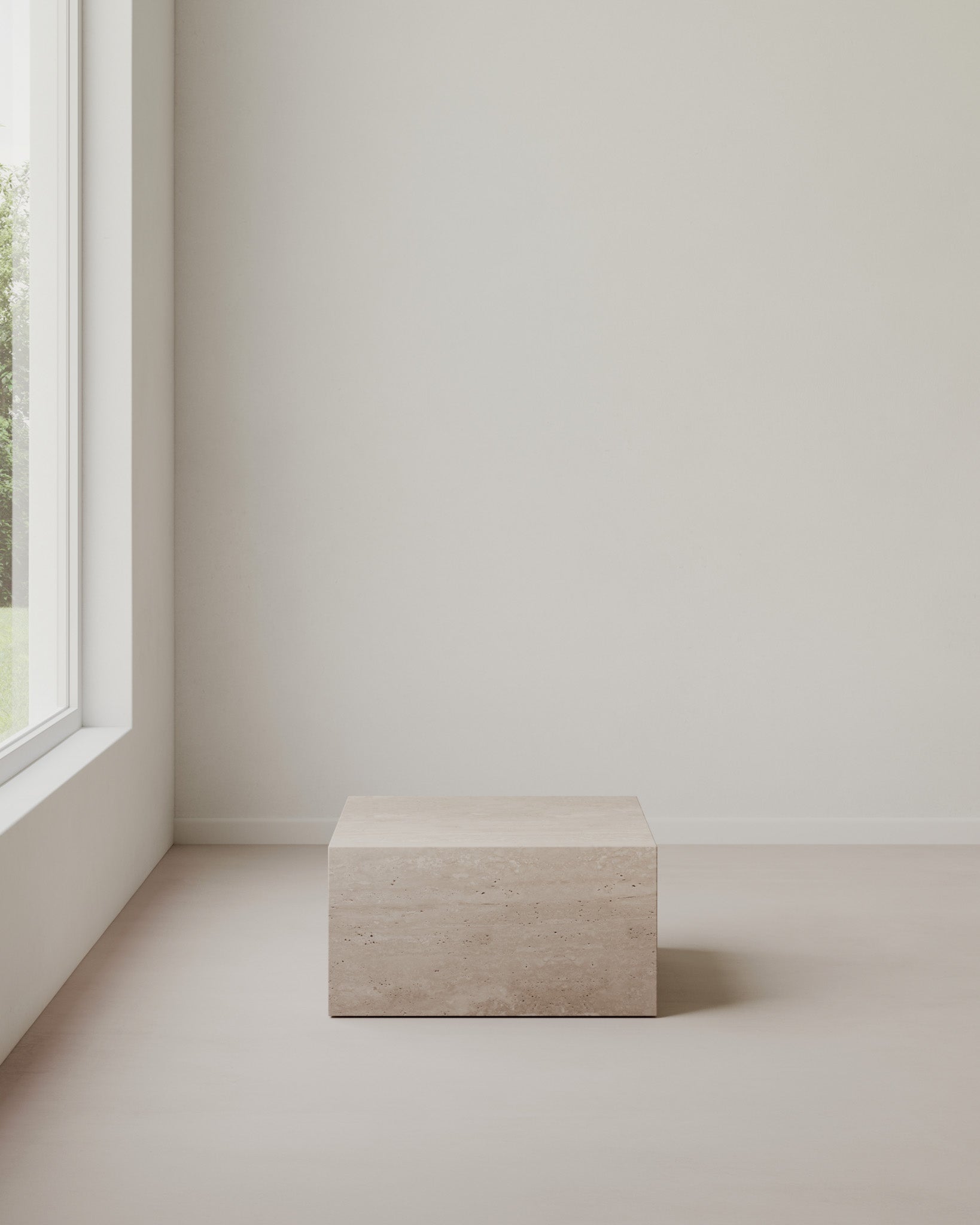 Plinth Small Coffee Table Cream Travertine