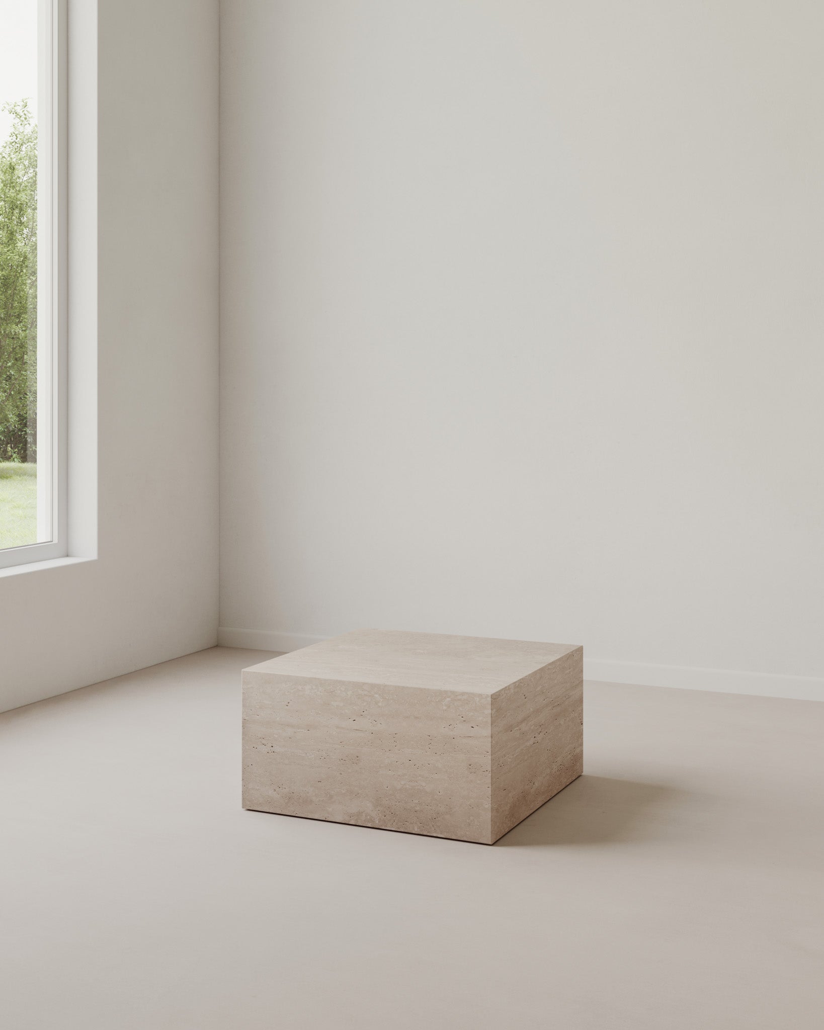 Plinth Small Coffee Table Cream Travertine