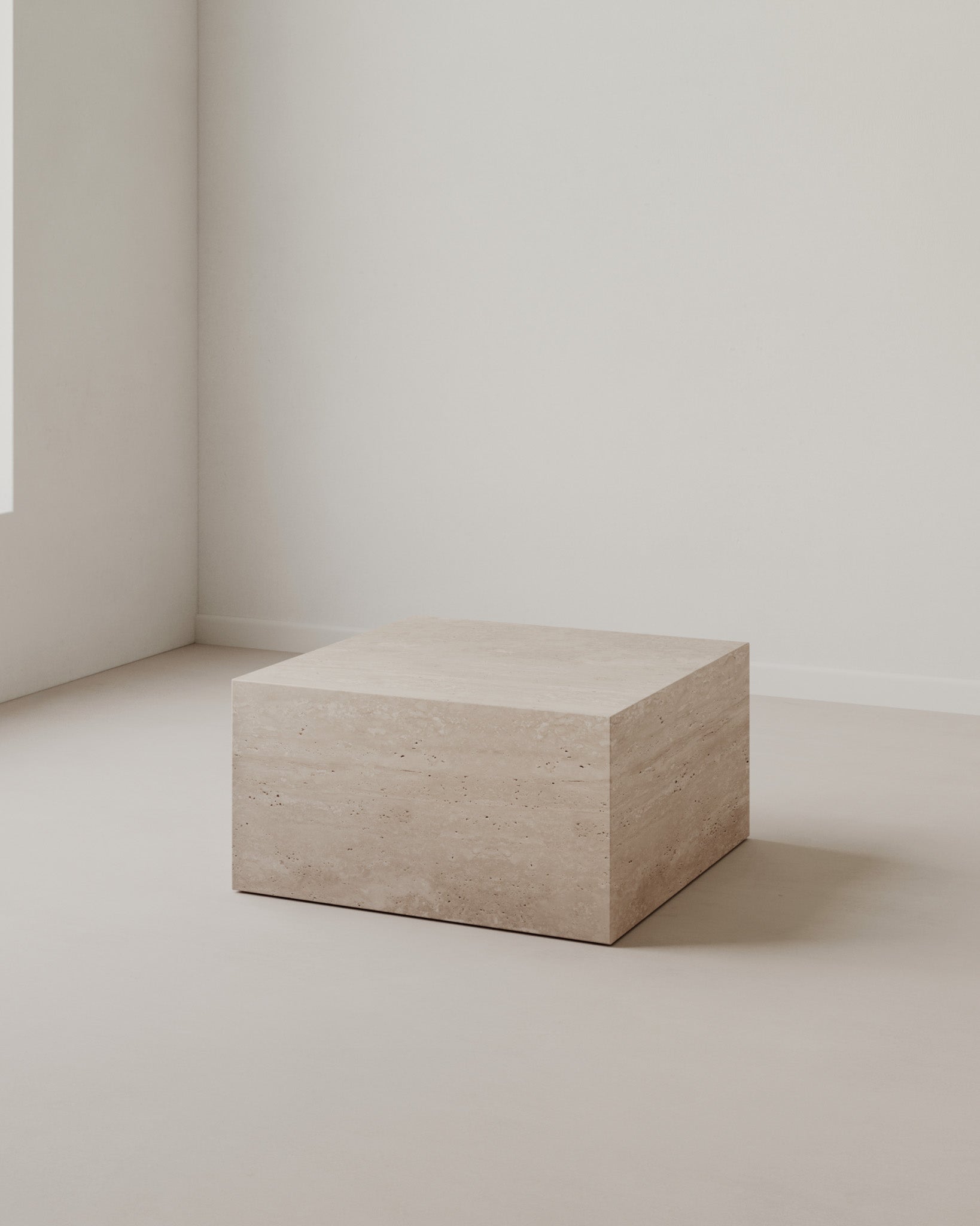 Plinth Small Coffee Table Cream Travertine