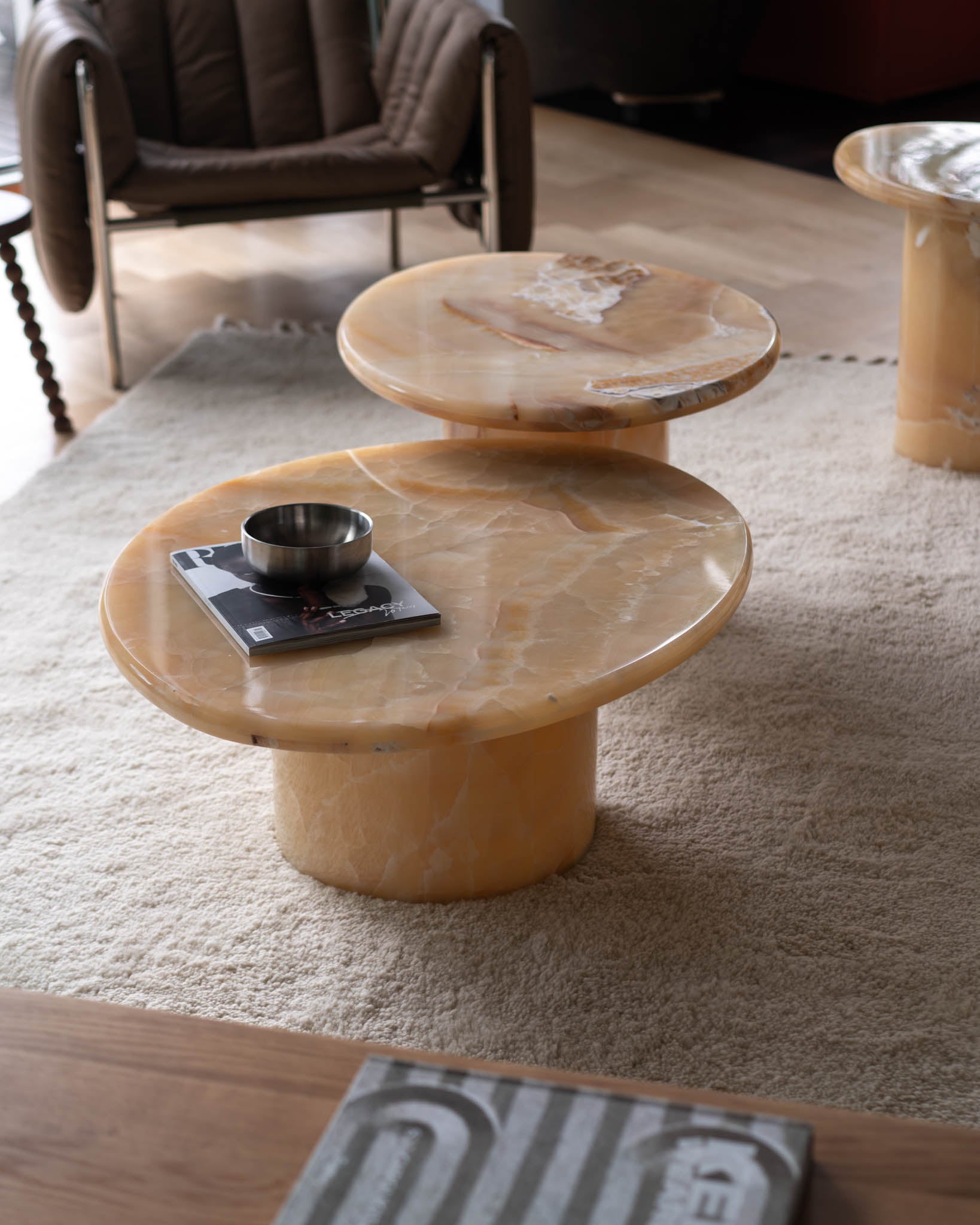 Wabi Caramel Onyx Coffee Table Pair