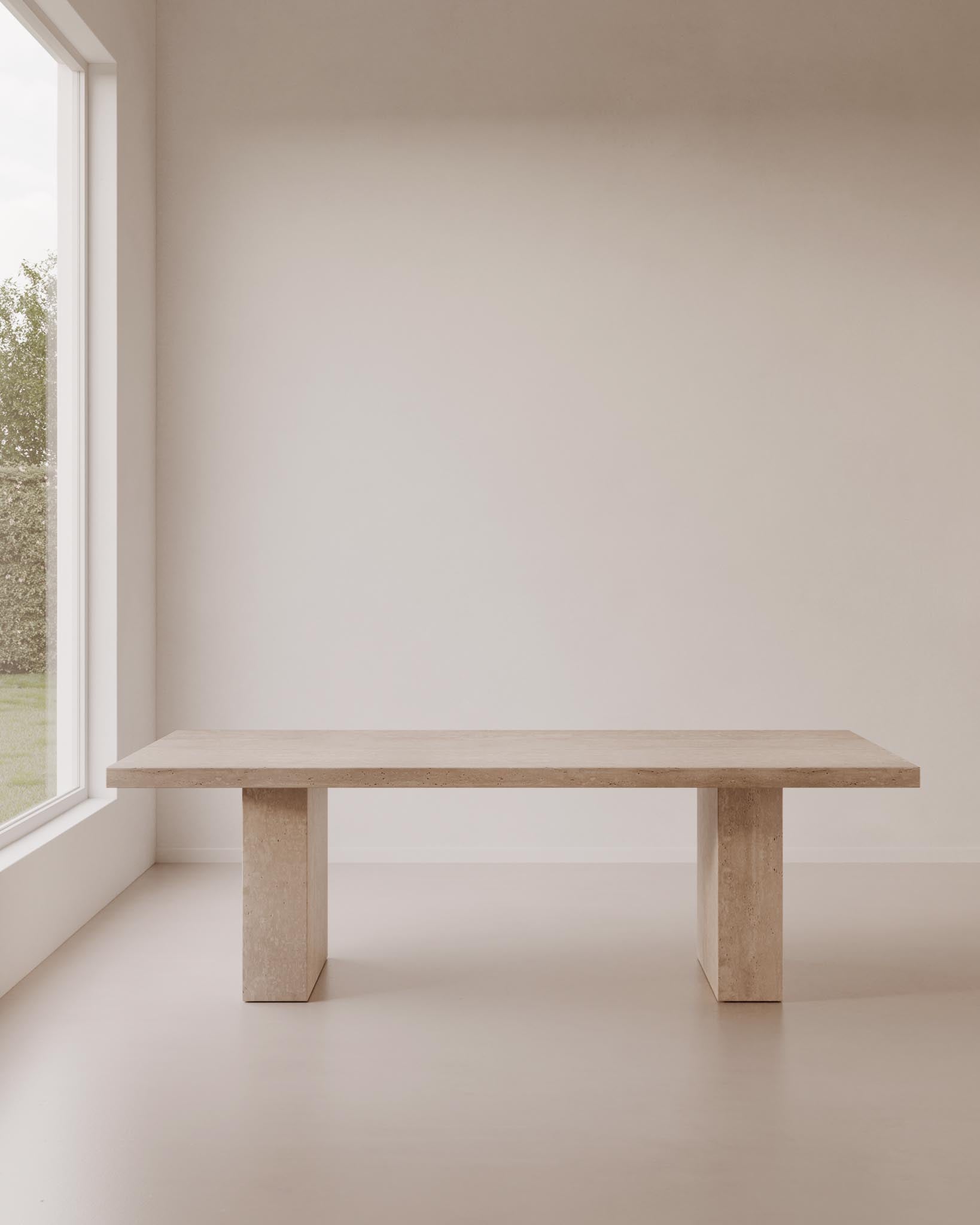 Classic Cream Travertine Dining Table - Fleur Studios