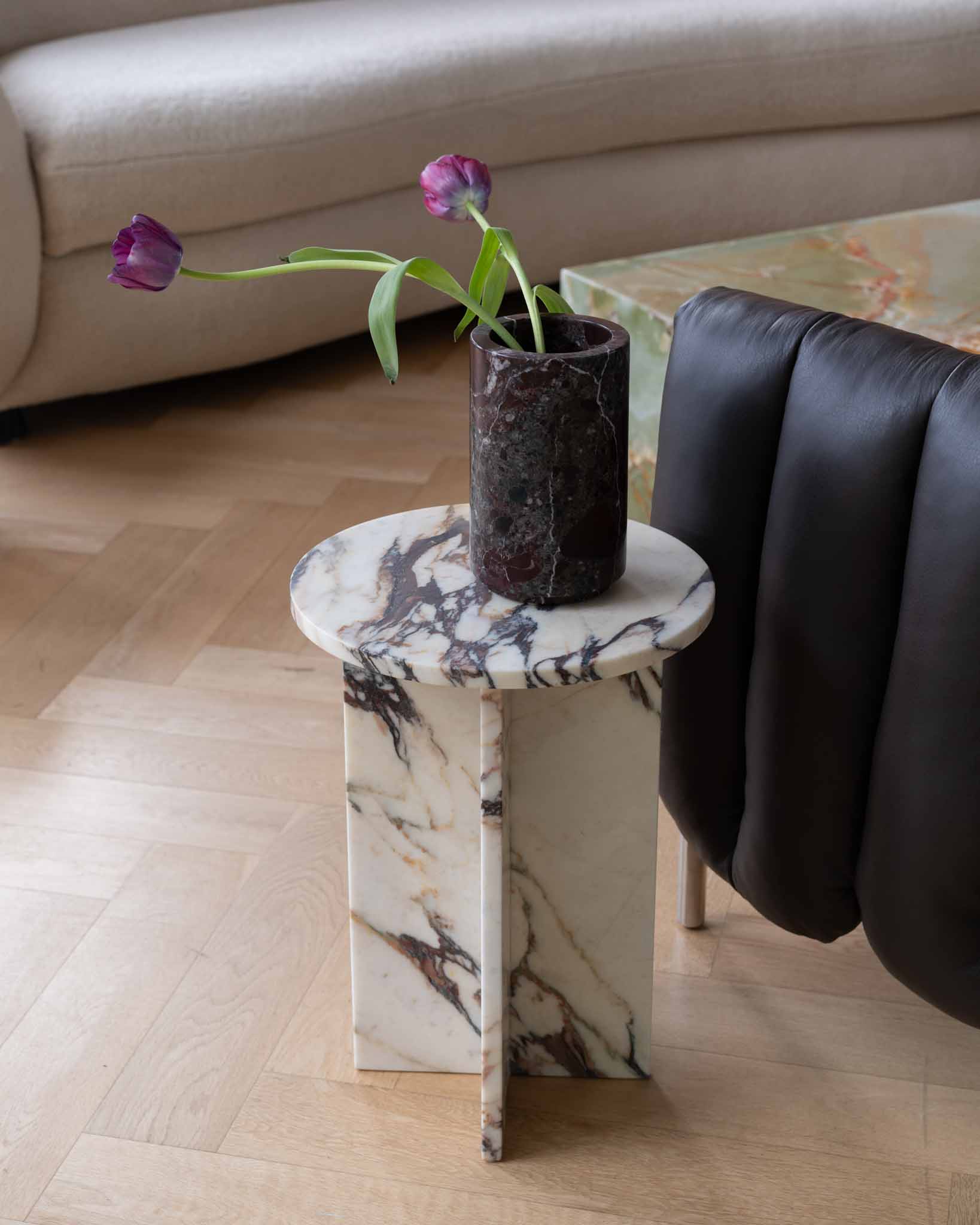 Calcatta viola marble side table