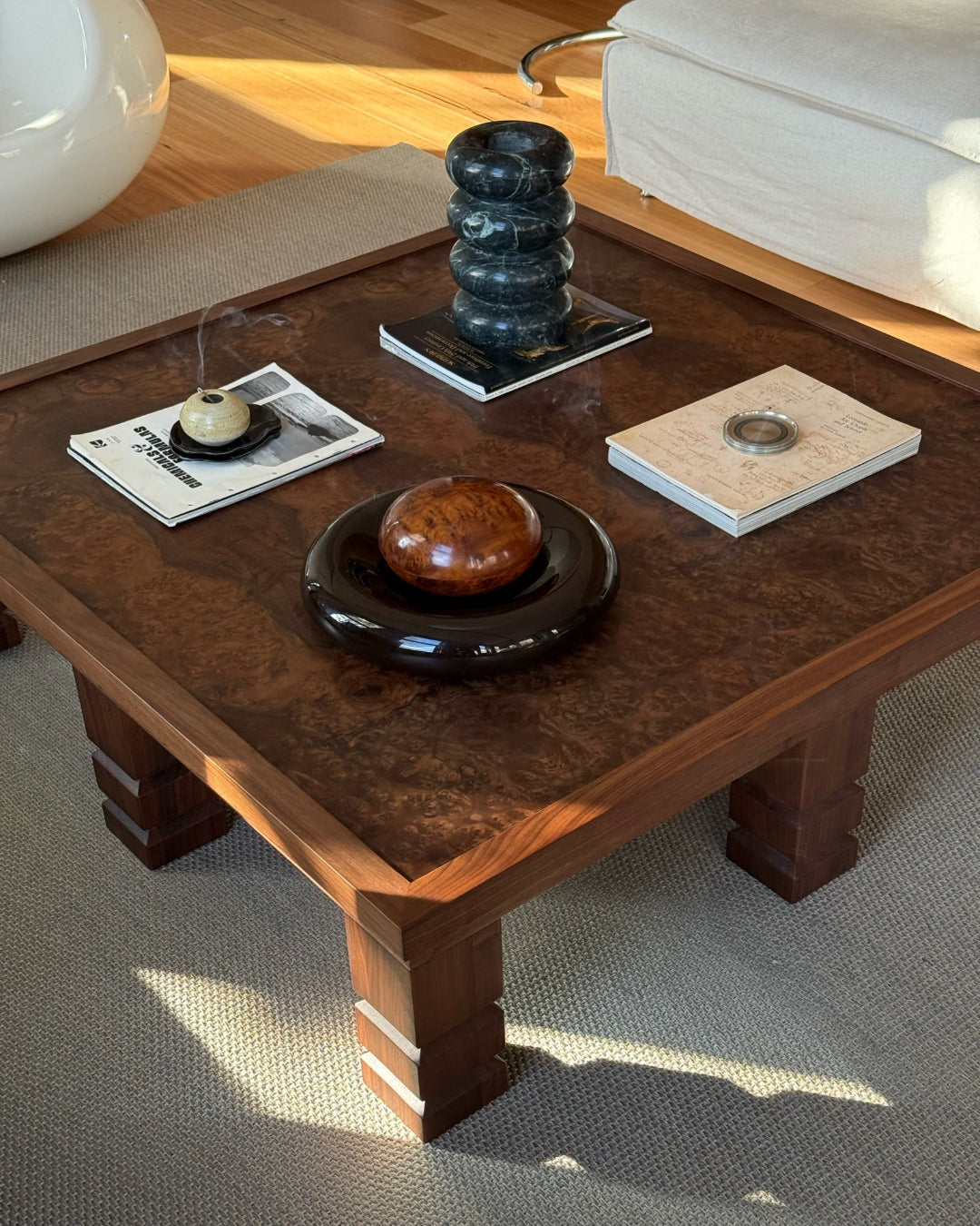Maya Walnut Burl Large Square Coffee Table Coffee Table