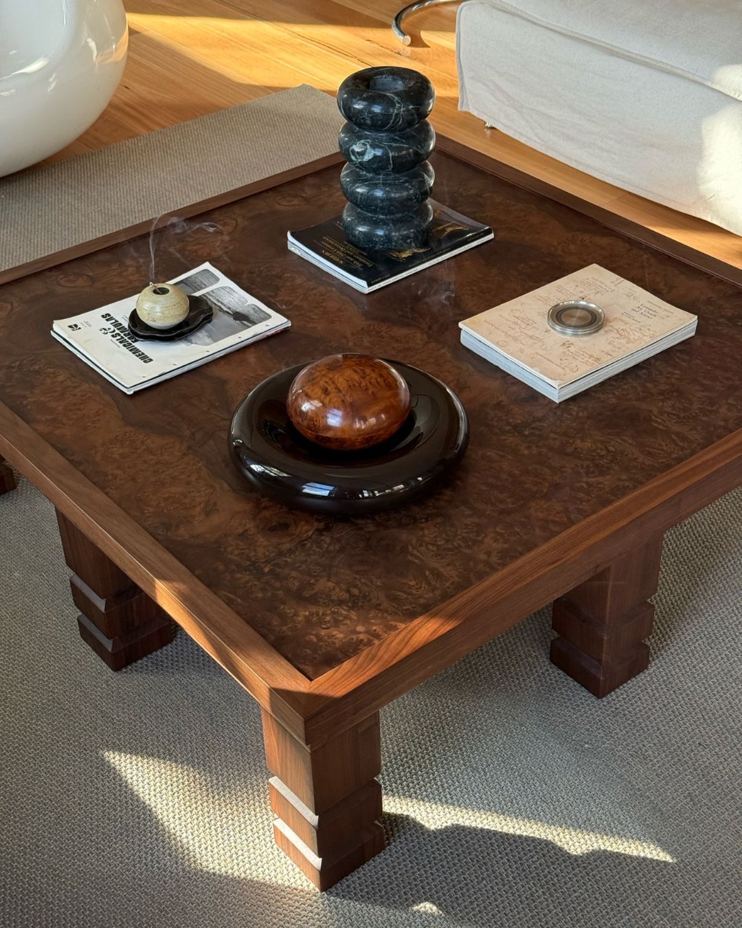Timber square coffee table styled