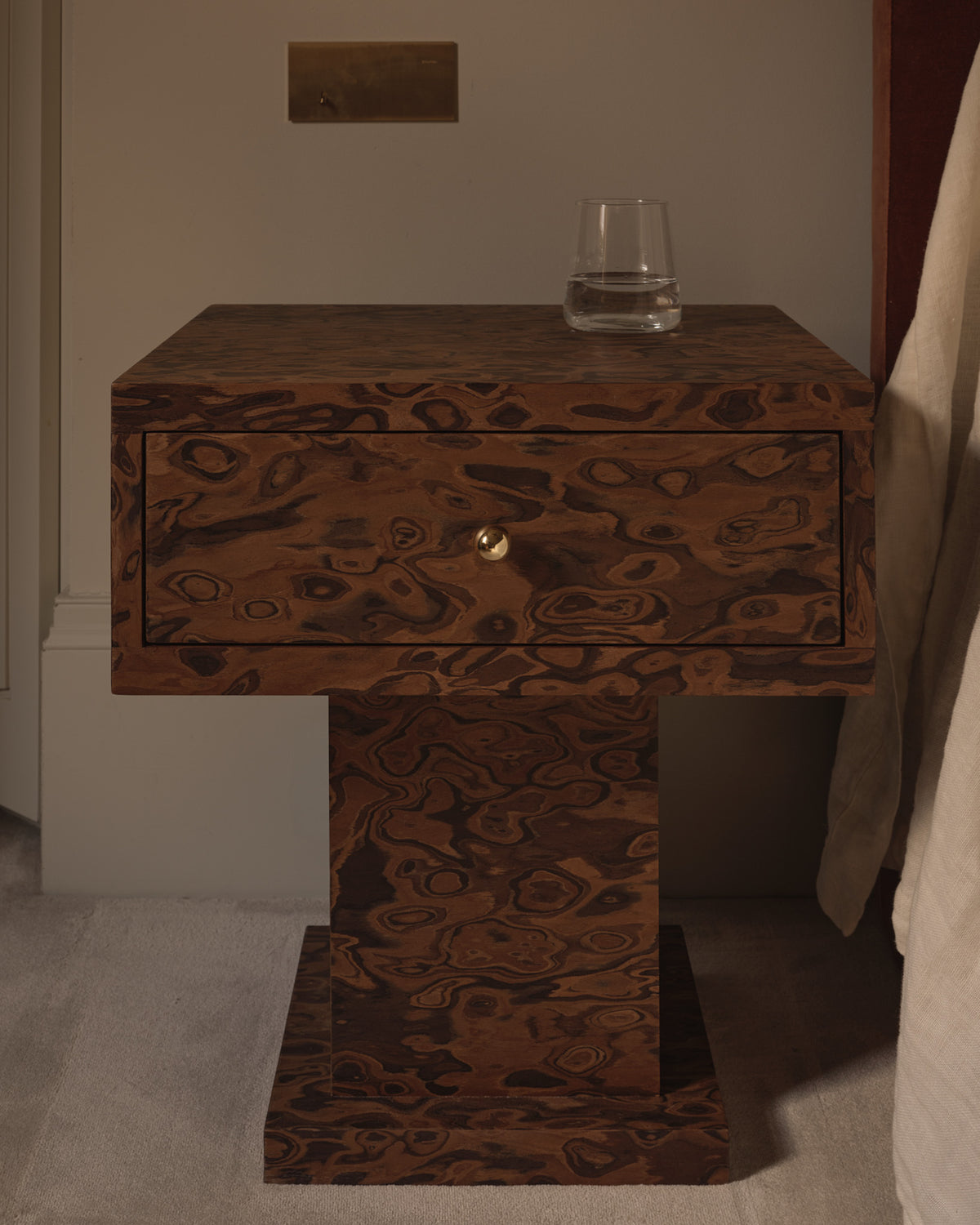 Vivienne Burl Medium Bedside Table