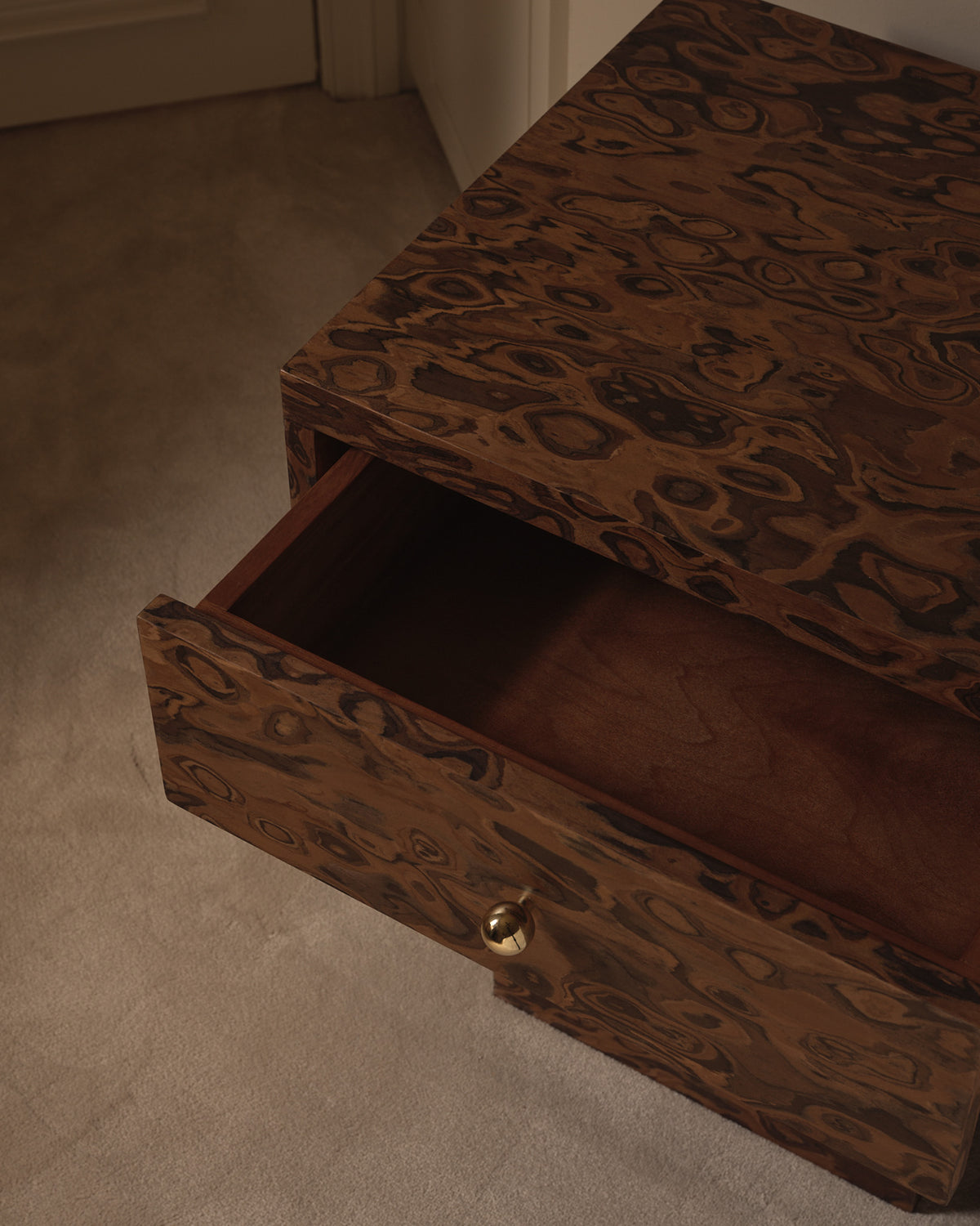 Vivienne Burl Medium Bedside Table