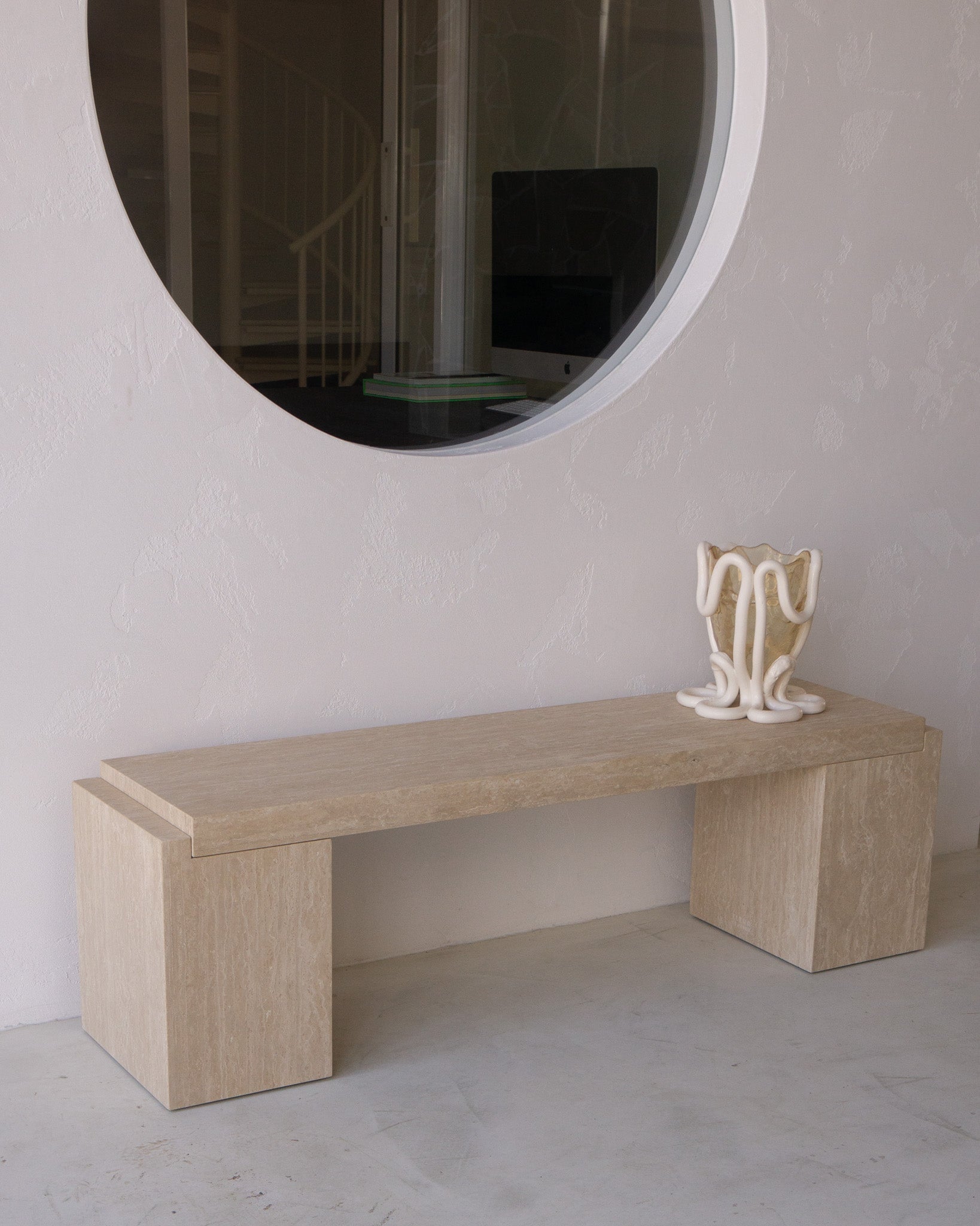 Abstract Bench Cream Travertine - Fleur Studios