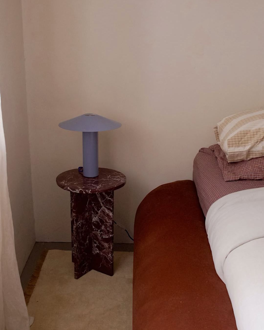 Small rosa levanto marble bedside table